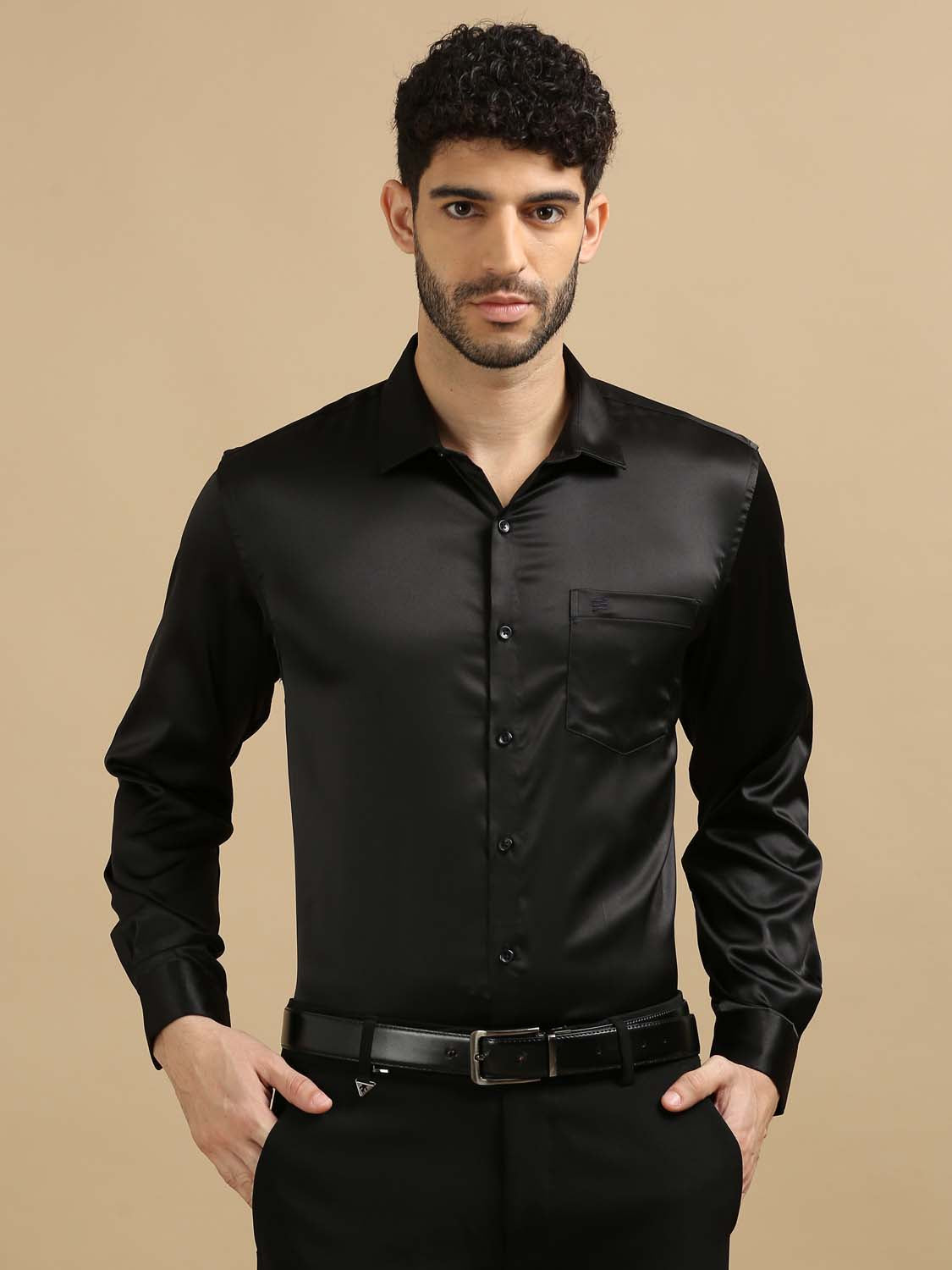 Black party wear shirt on sale