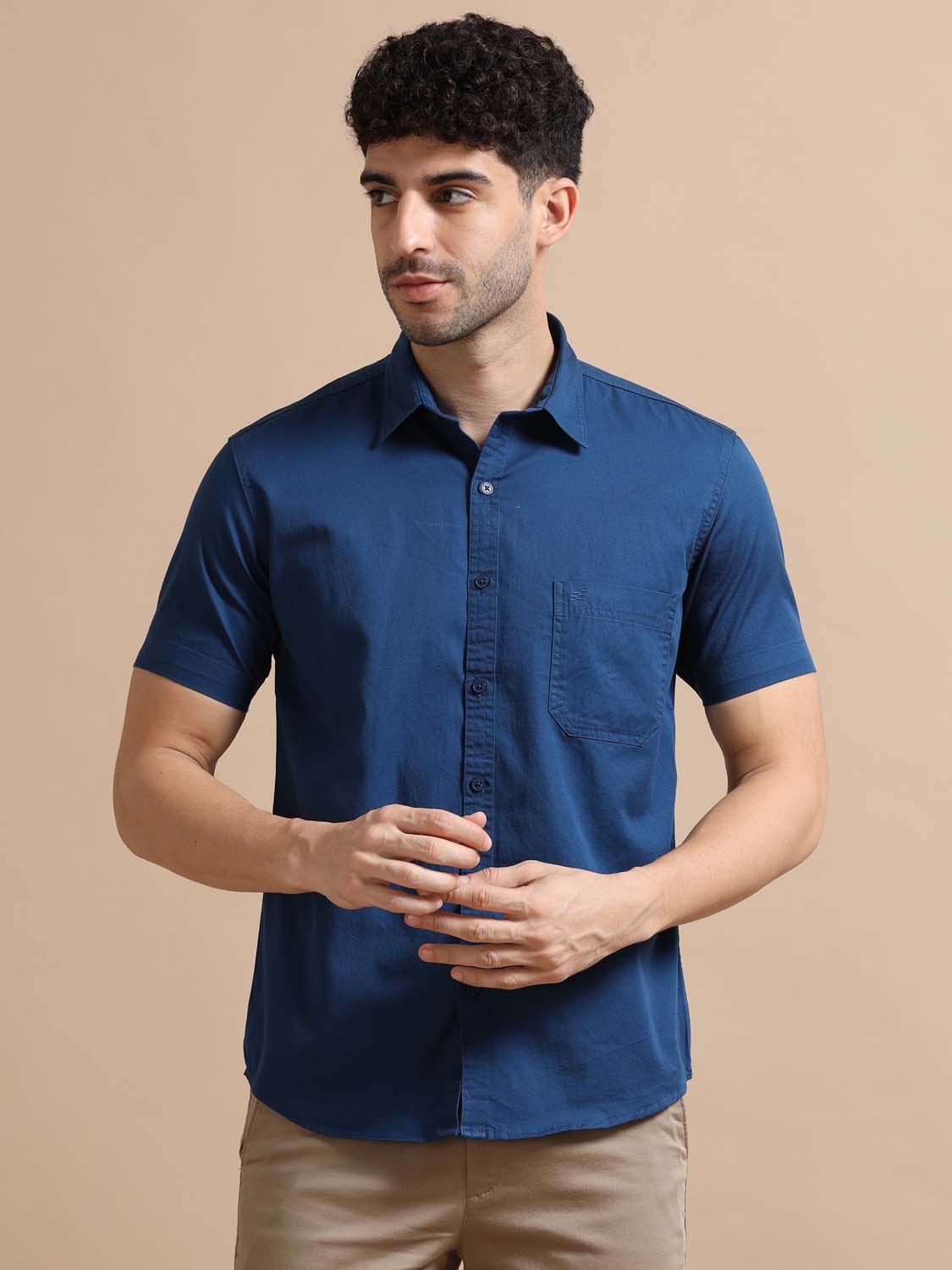 Men Resolution Blue Cotton Shirt