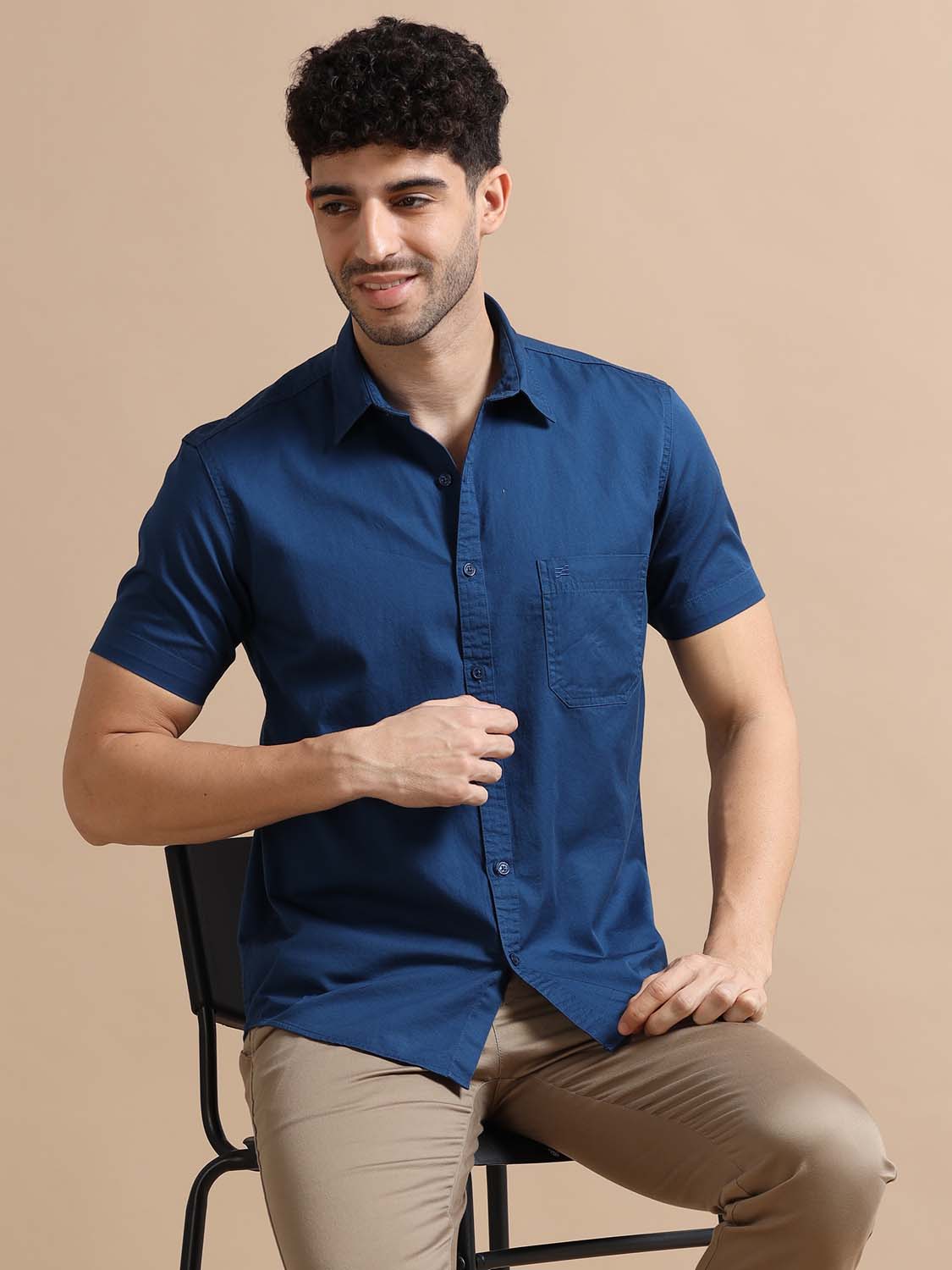 Men Resolution Blue Cotton Shirt