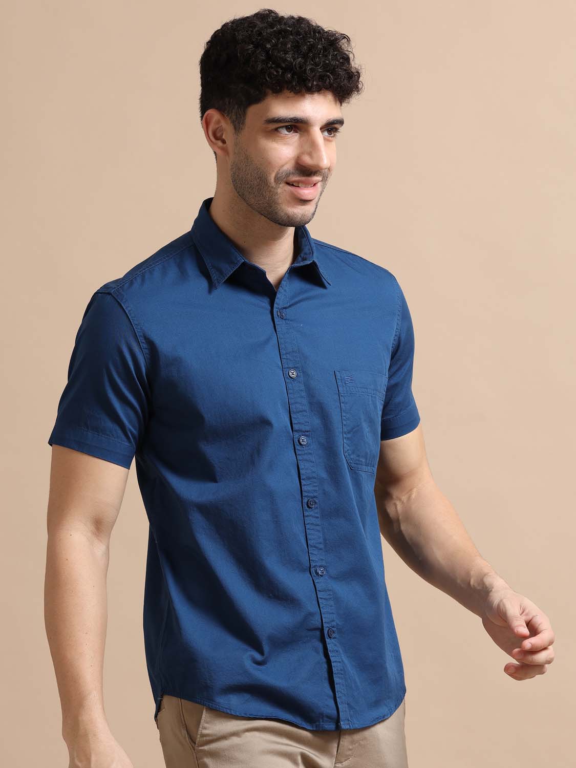 Men Resolution Blue Cotton Shirt