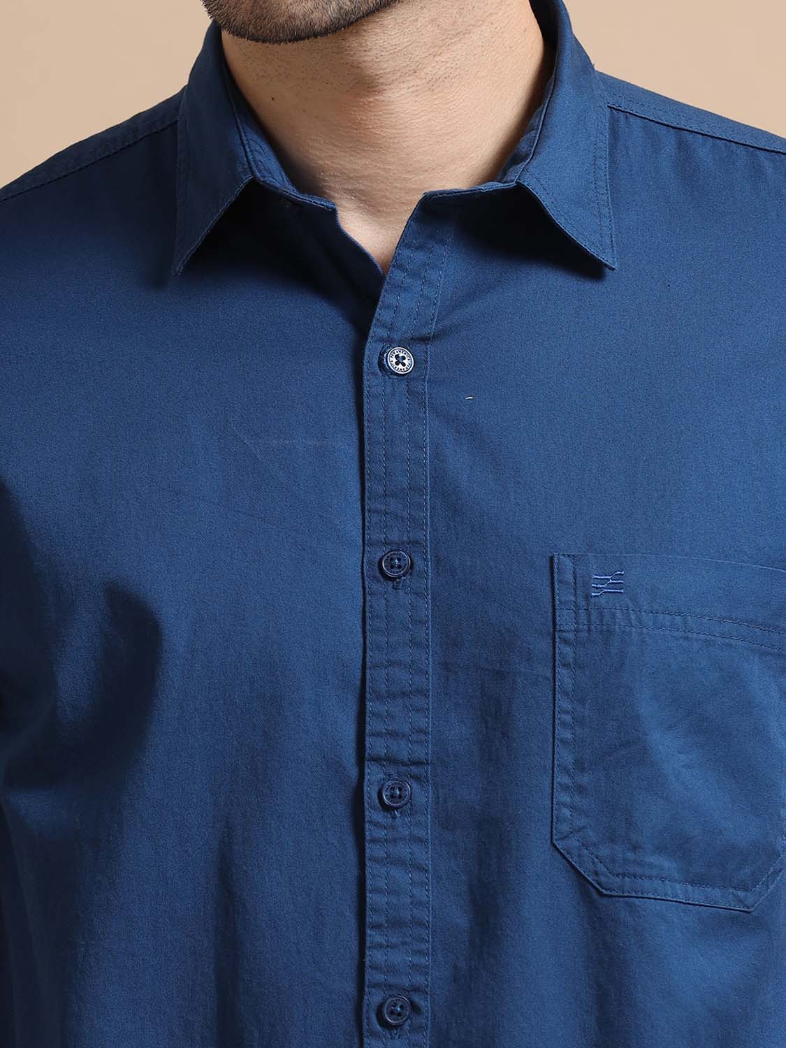 Men Resolution Blue Cotton Shirt