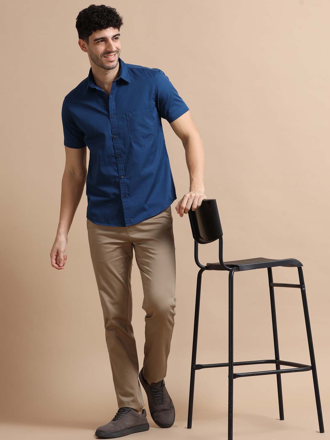 Men Resolution Blue Cotton Shirt