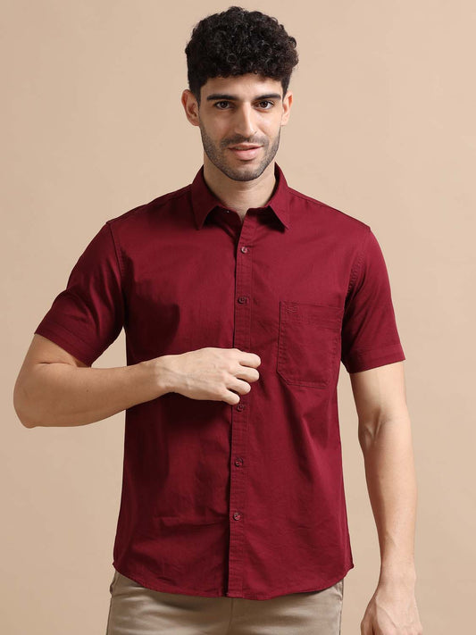 Red Cotton Shirt for Men 