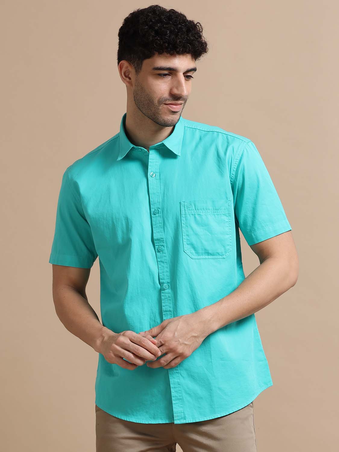 Turquoise Blue Shirt for Men