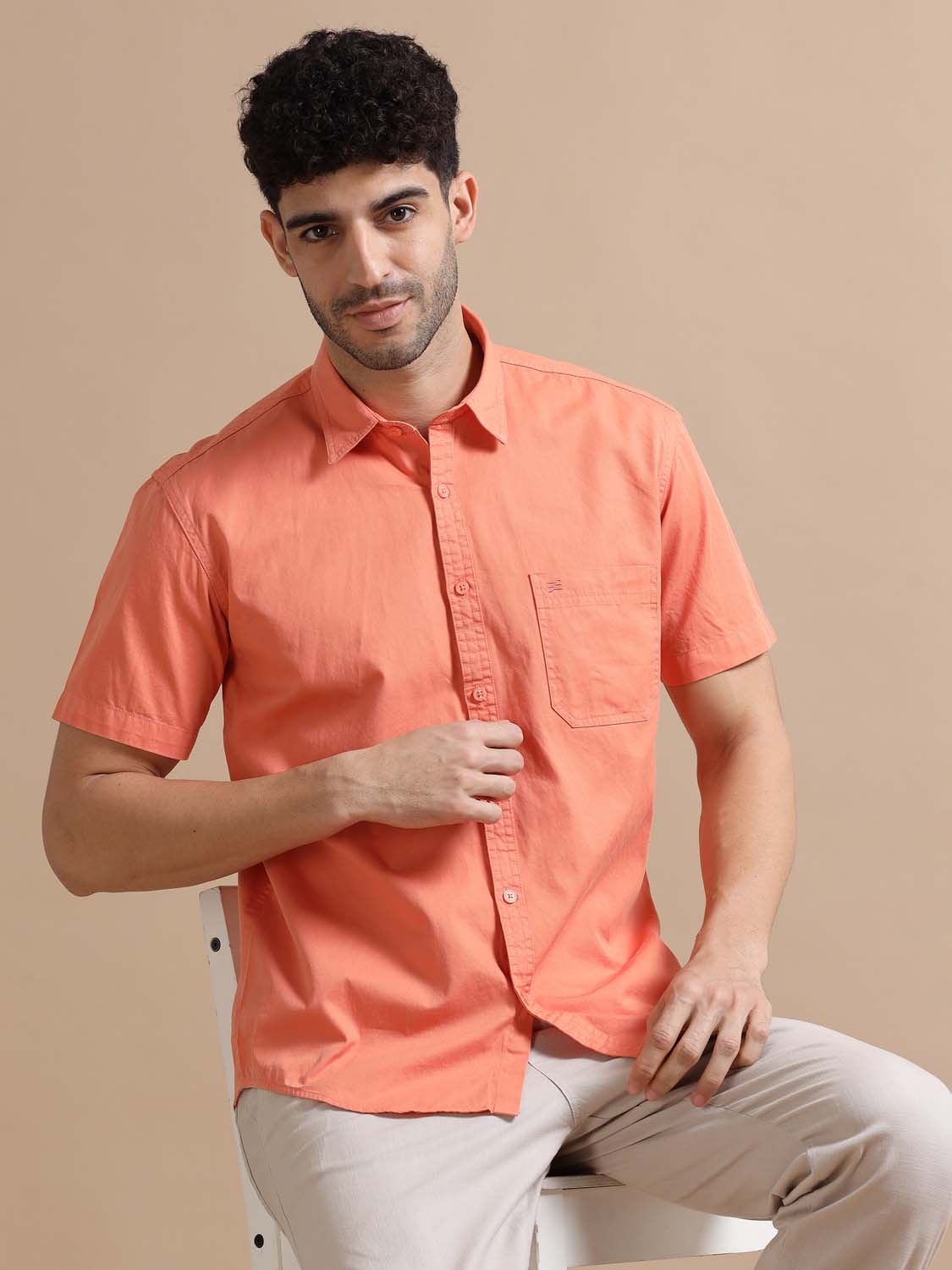 Twill Cotton Rose Shirt for Men