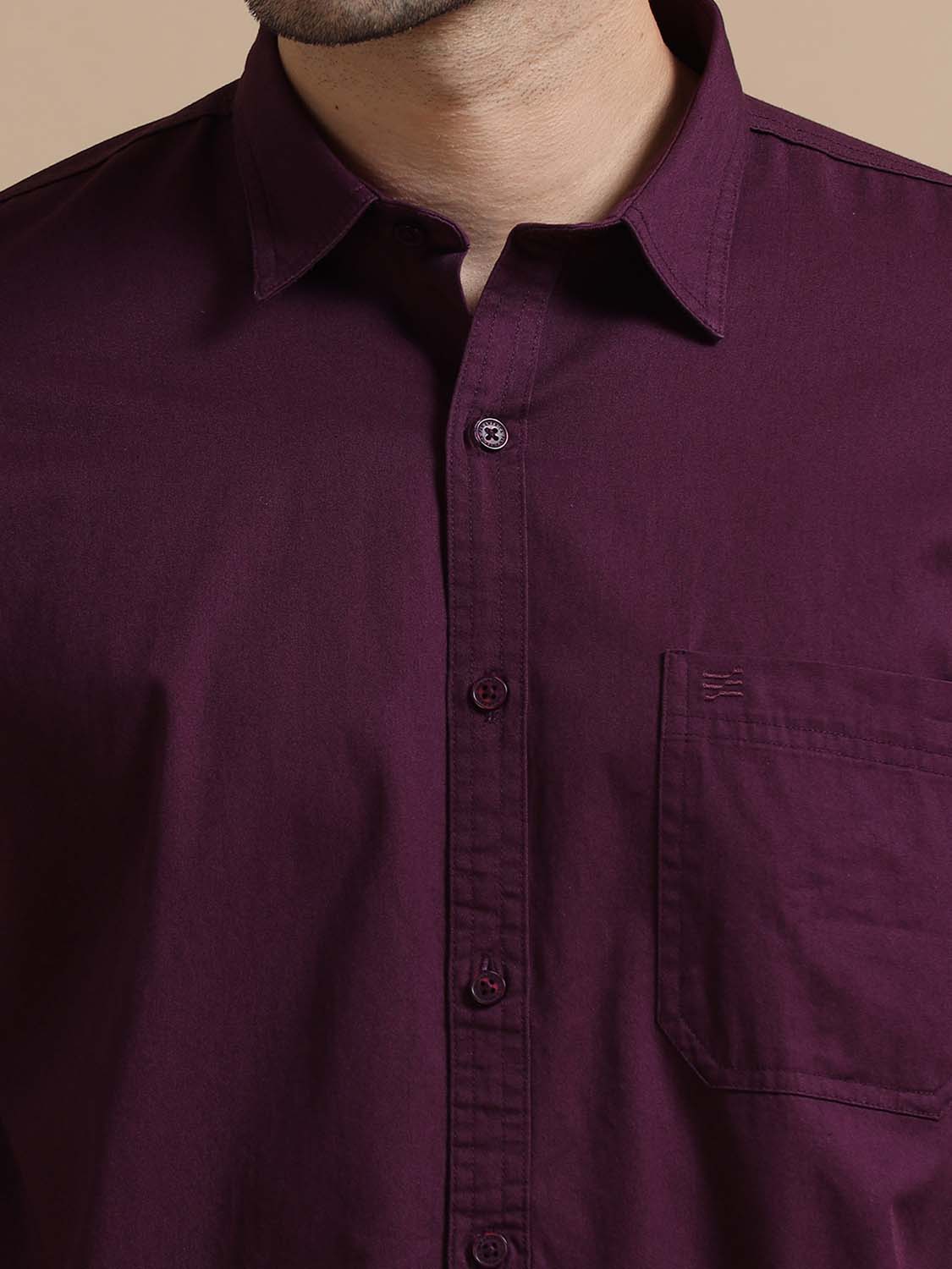  Dark Red Cotton Shirt for Men 