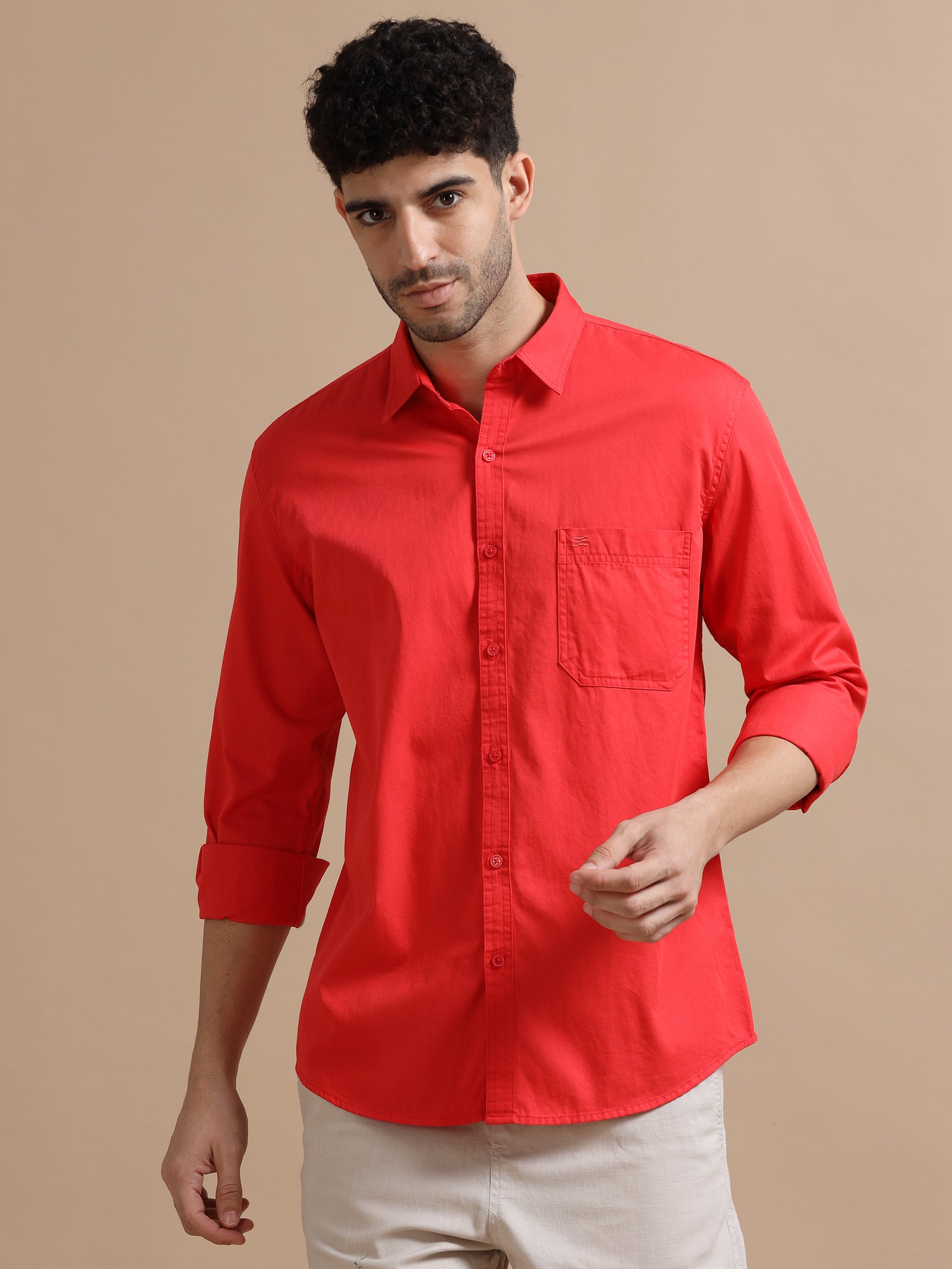 Red colour shirt for men