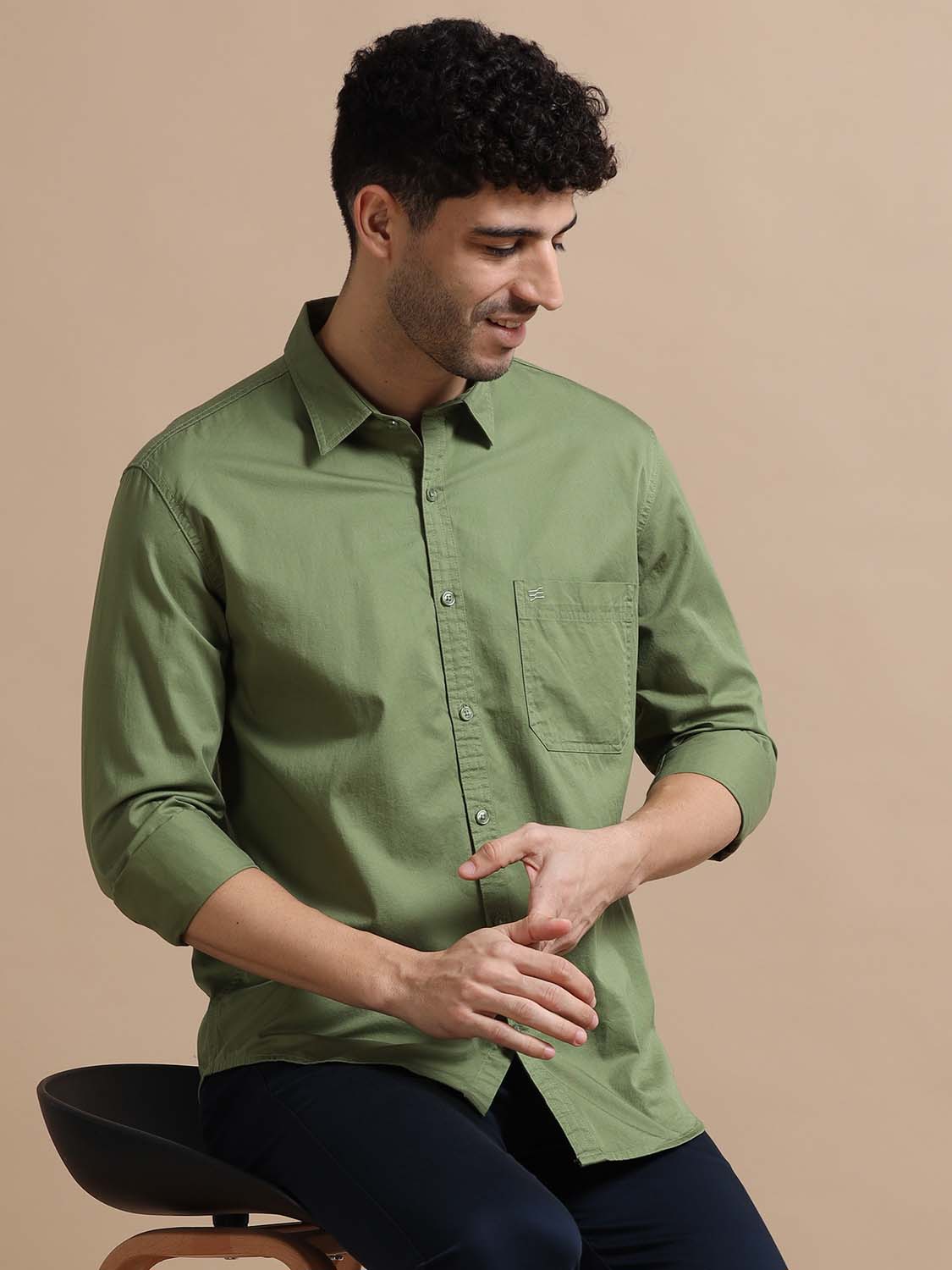 Olive Green Cotton Shirt