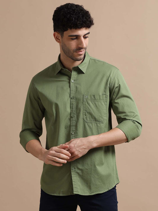 Olive Green Cotton Shirt