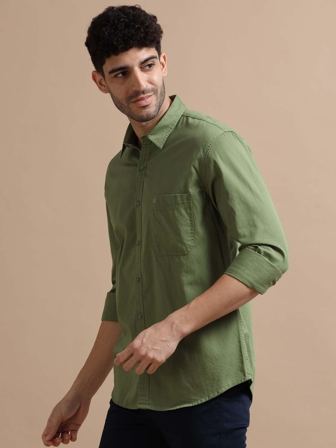 Olive Green Cotton Shirt