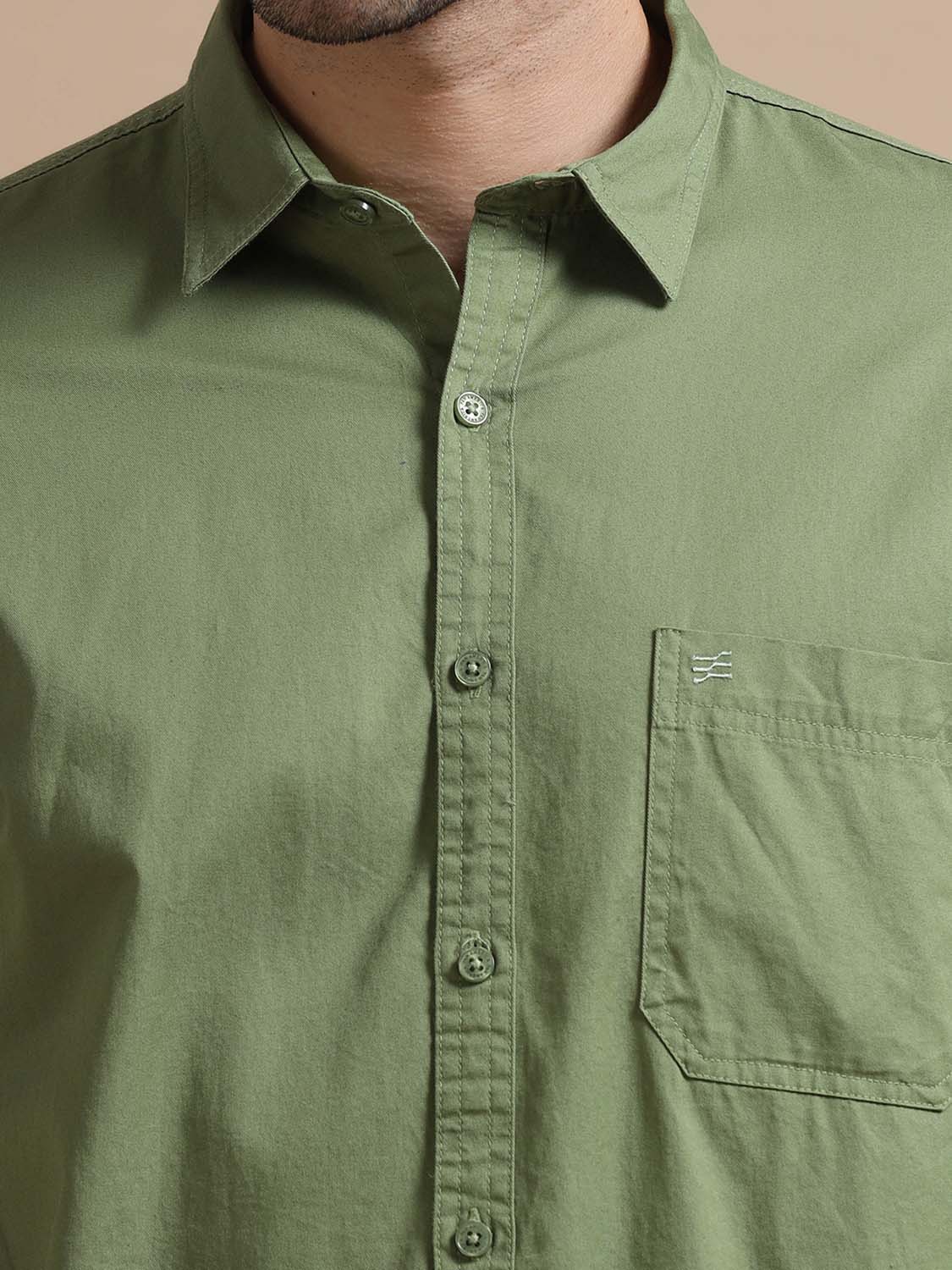 Olive Full Sleeve Twill Cotton Shirt