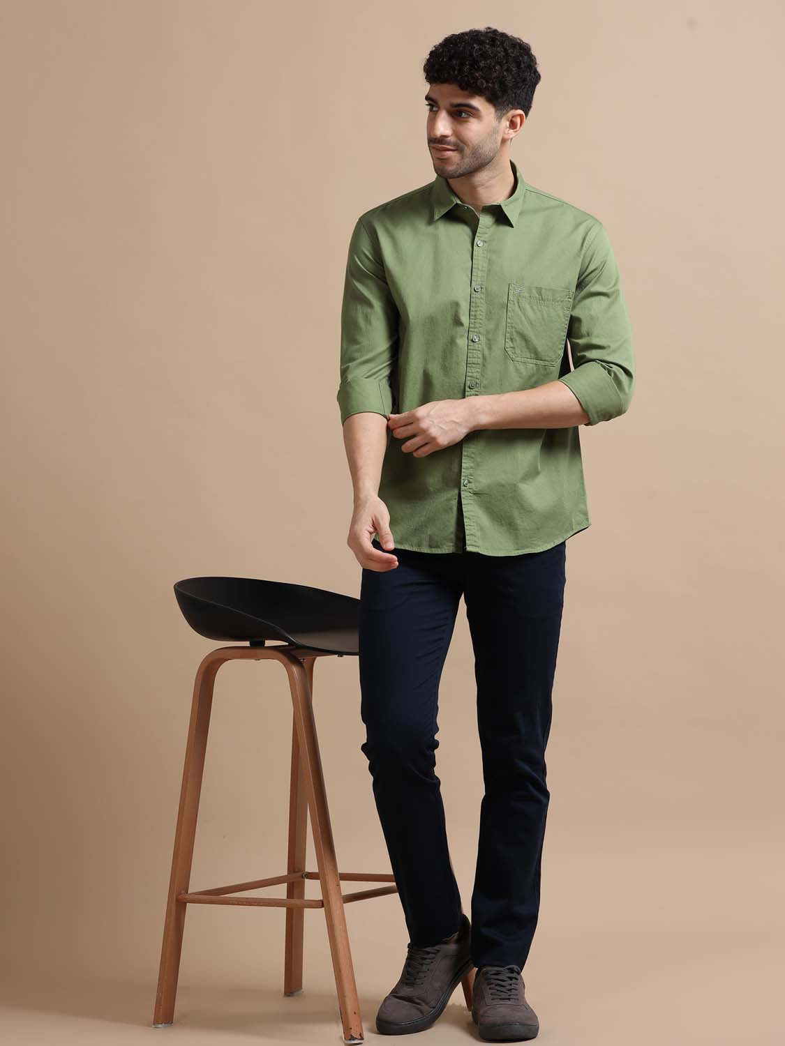 Olive Green Cotton Shirt