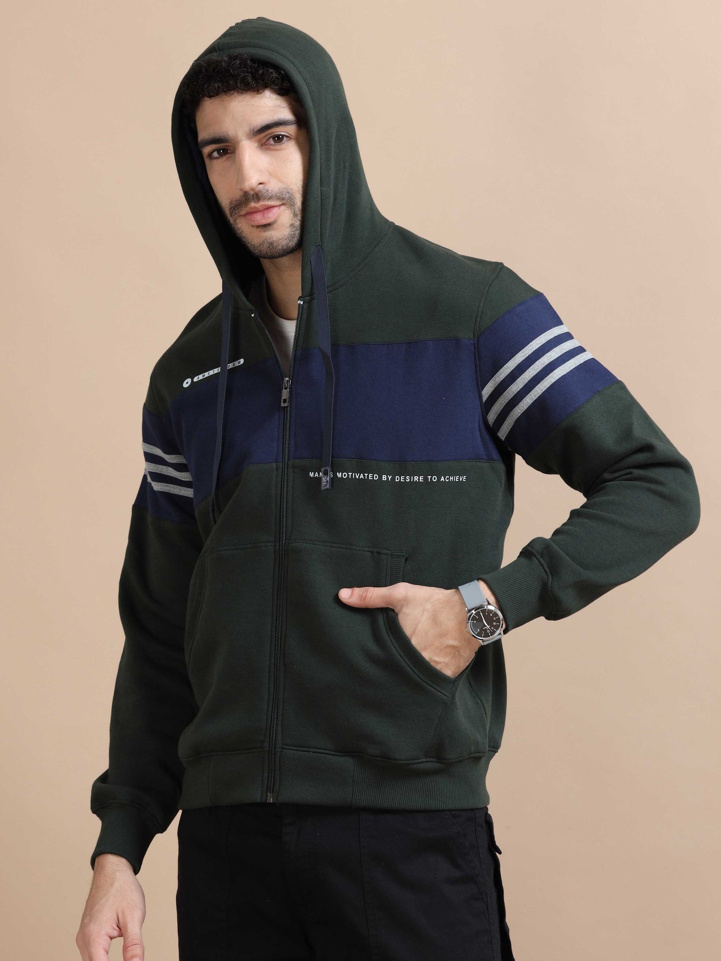  Men Olive Green Hoodie 