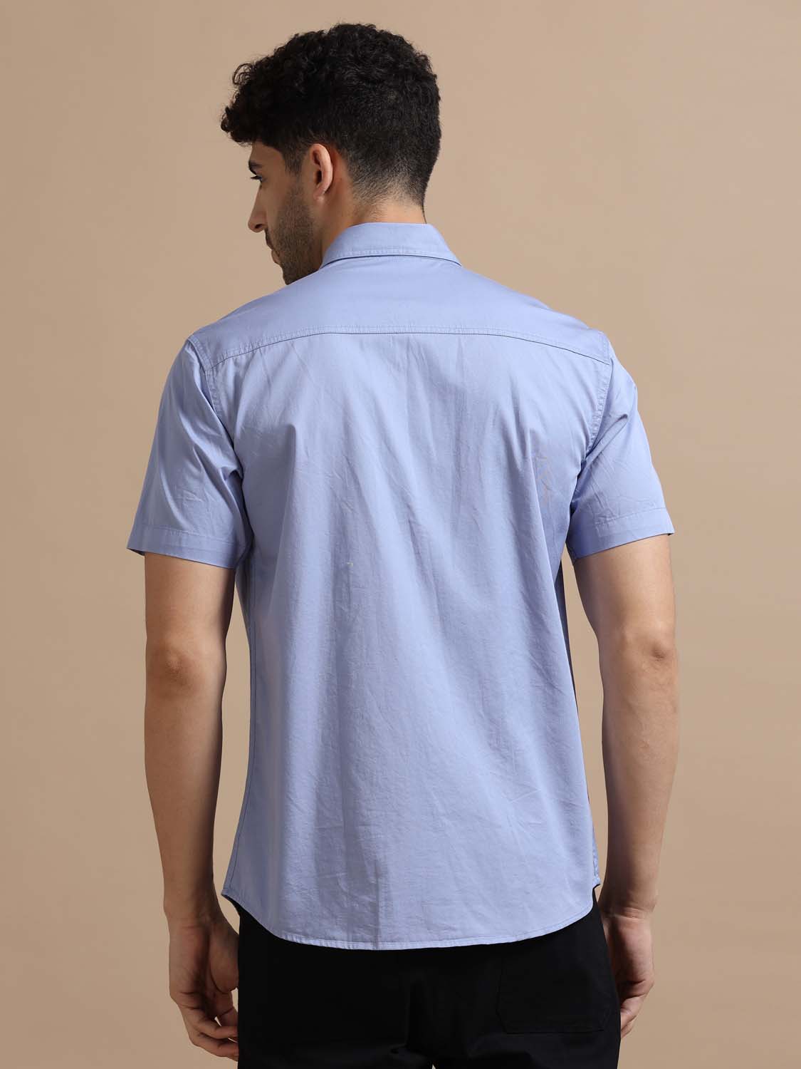 Cloudy Blue Half Sleeve Twill Cotton Shirt