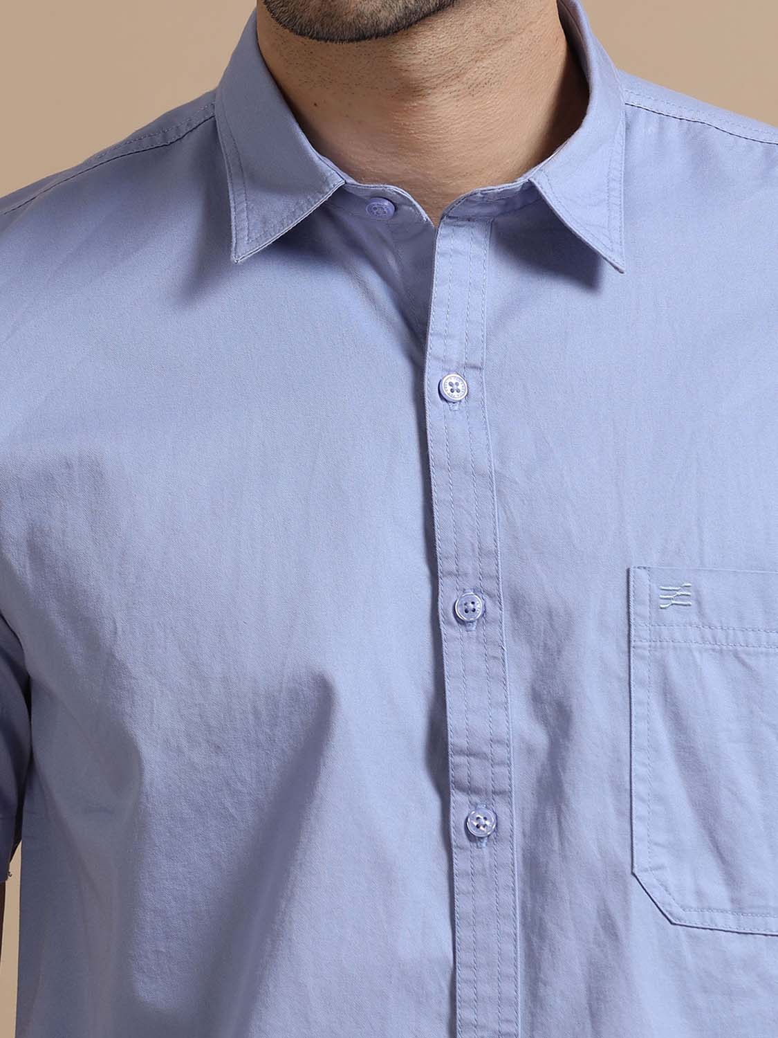 Cloudy Blue Half Sleeve Twill Cotton Shirt