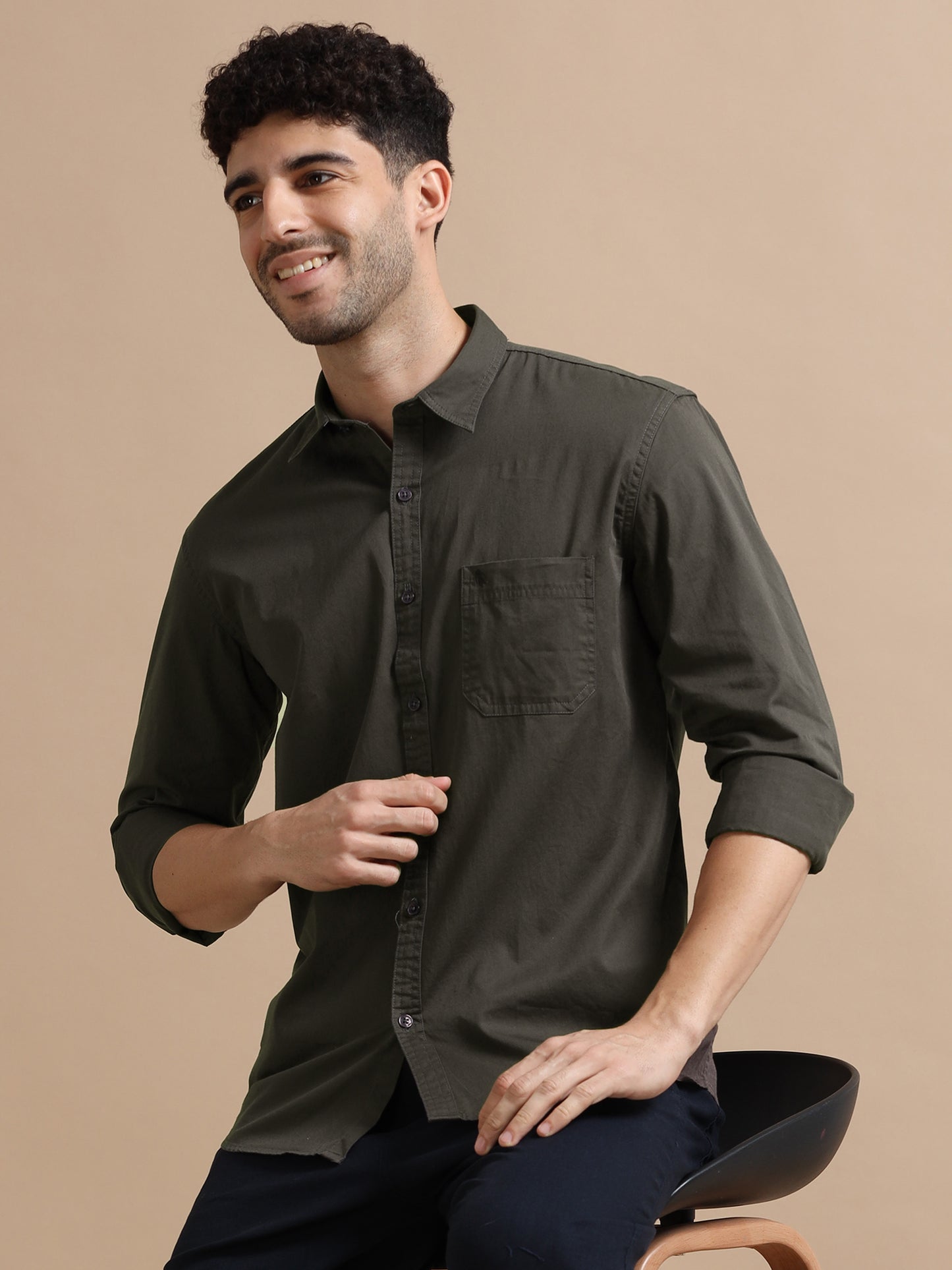 Davy Grey Full Sleeve Twill Cotton Shirt