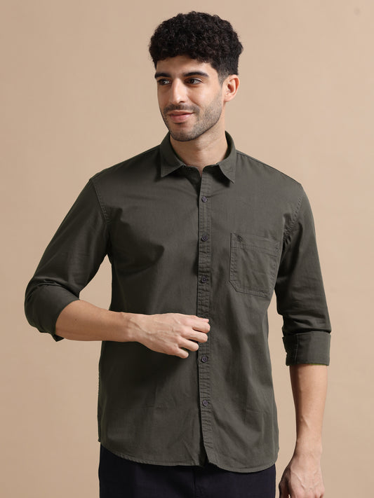 Davy Grey Full Sleeve Twill Cotton Shirt