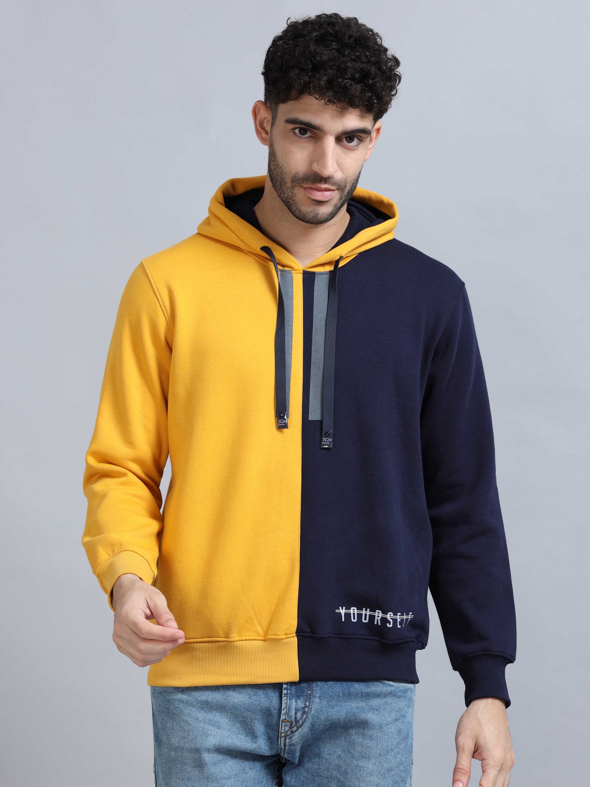 Yellow & Navy Blue Hoodie 