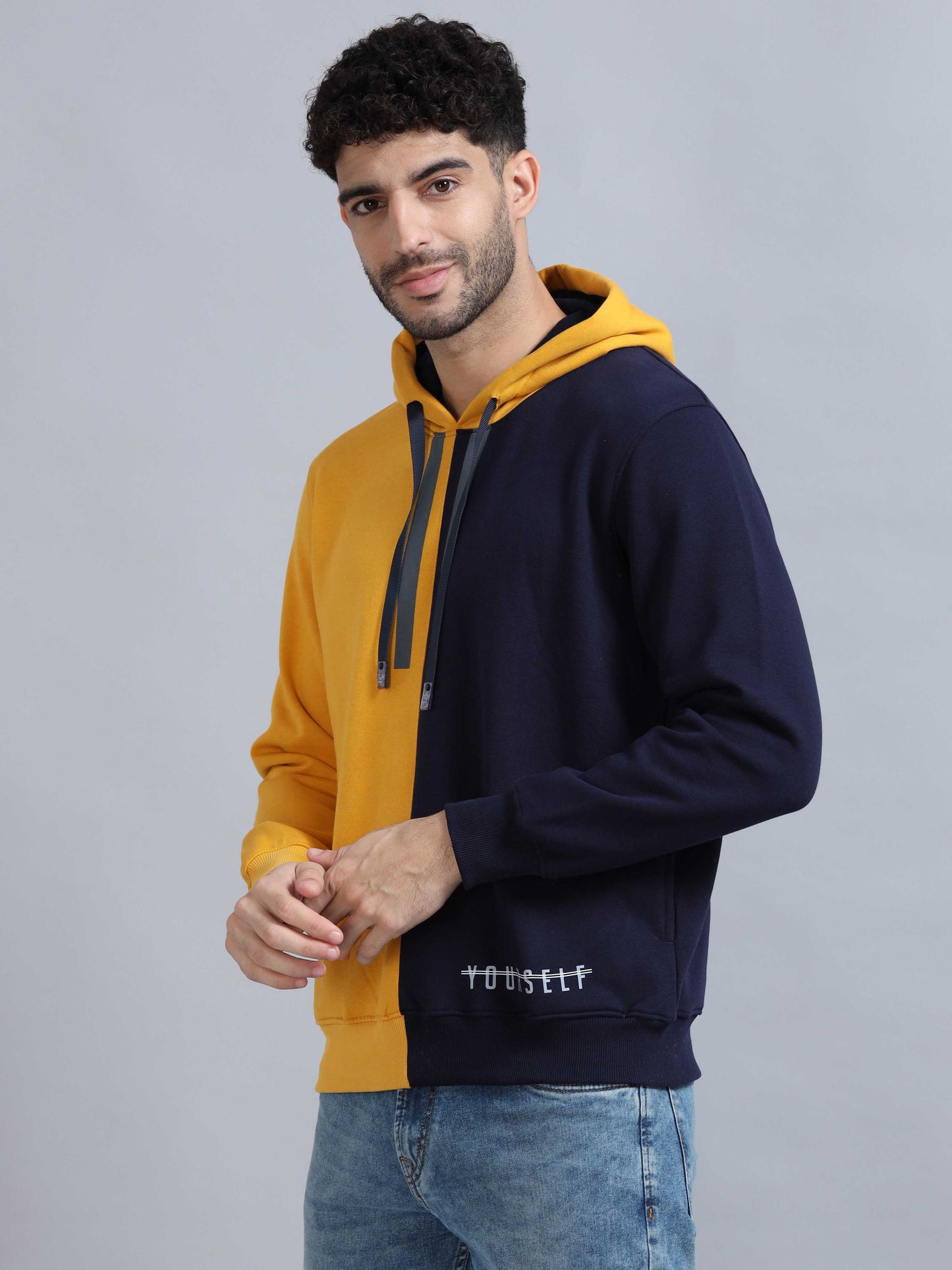 Yellow & Navy Blue Hoodie 