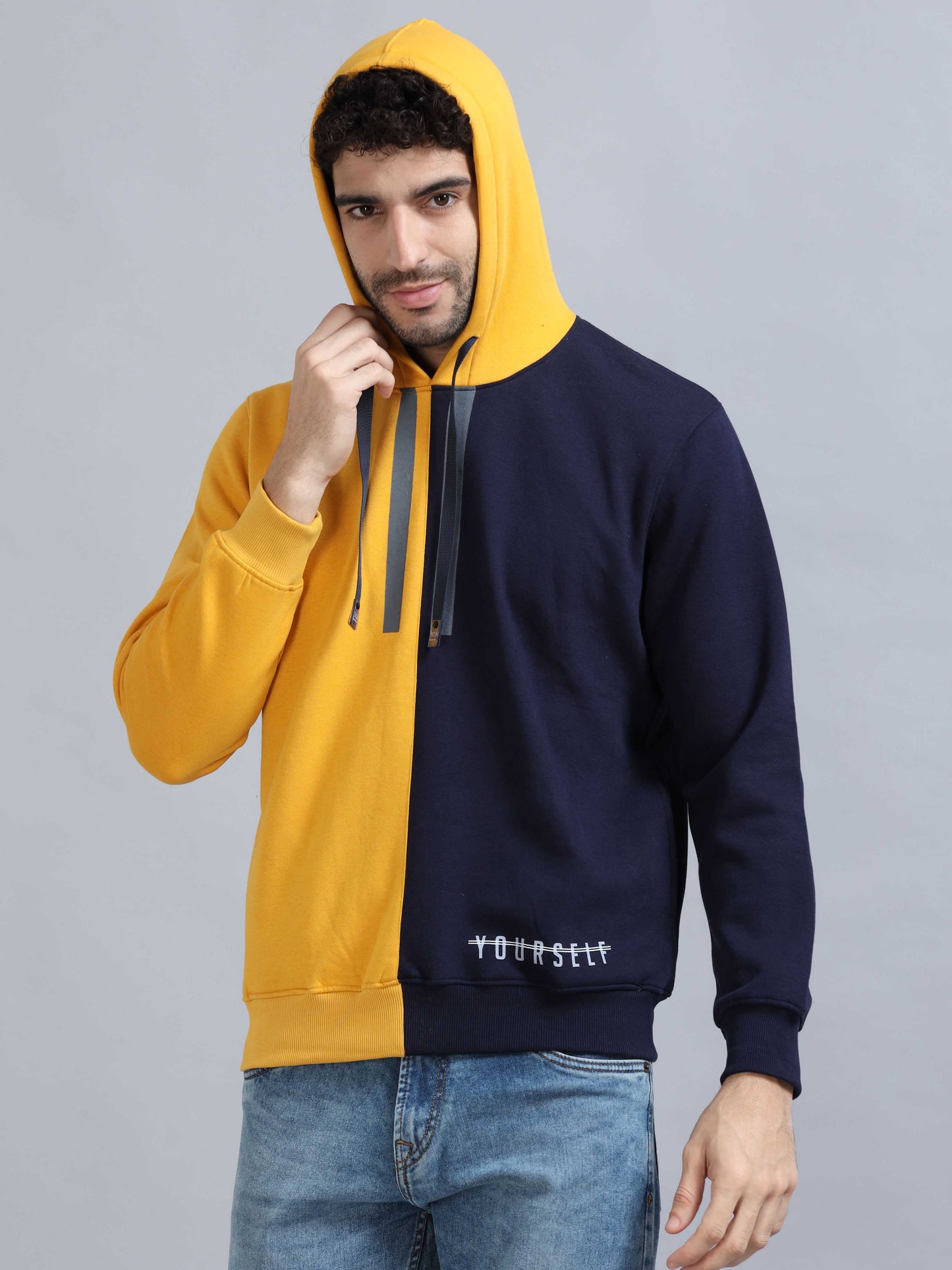 Yellow & Navy Blue Hoodie 