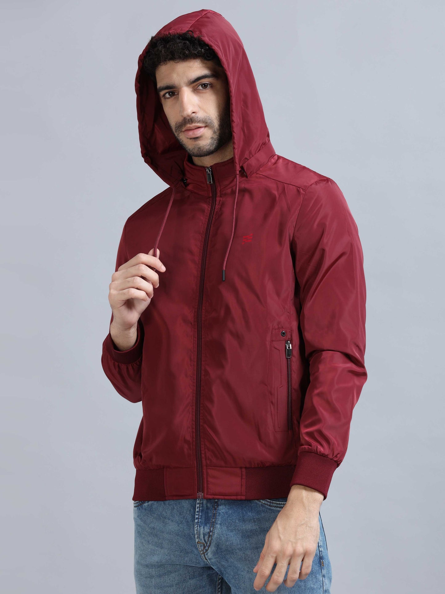  Red Hooded Jacket for Men 