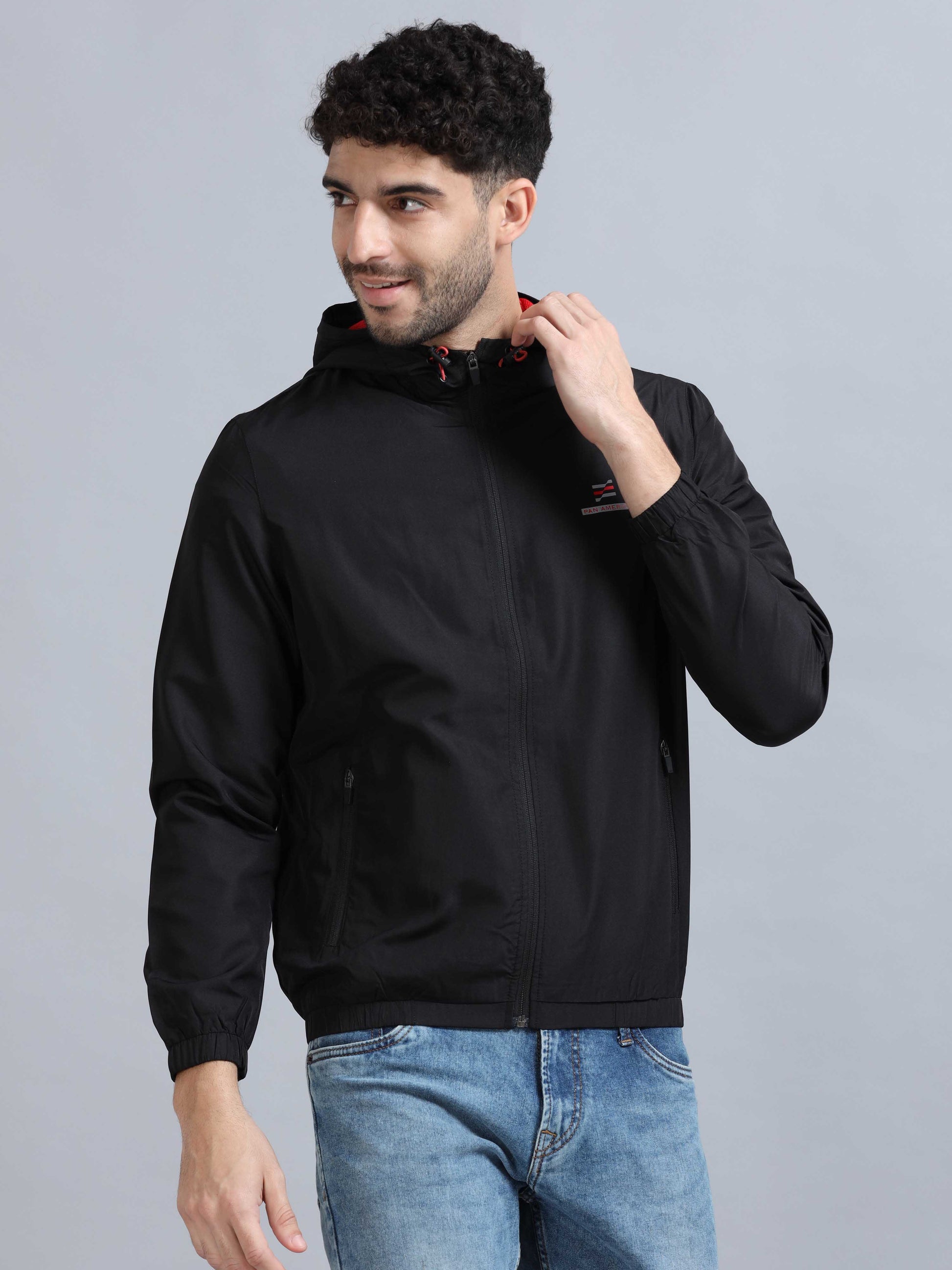 men's black zipper jacket