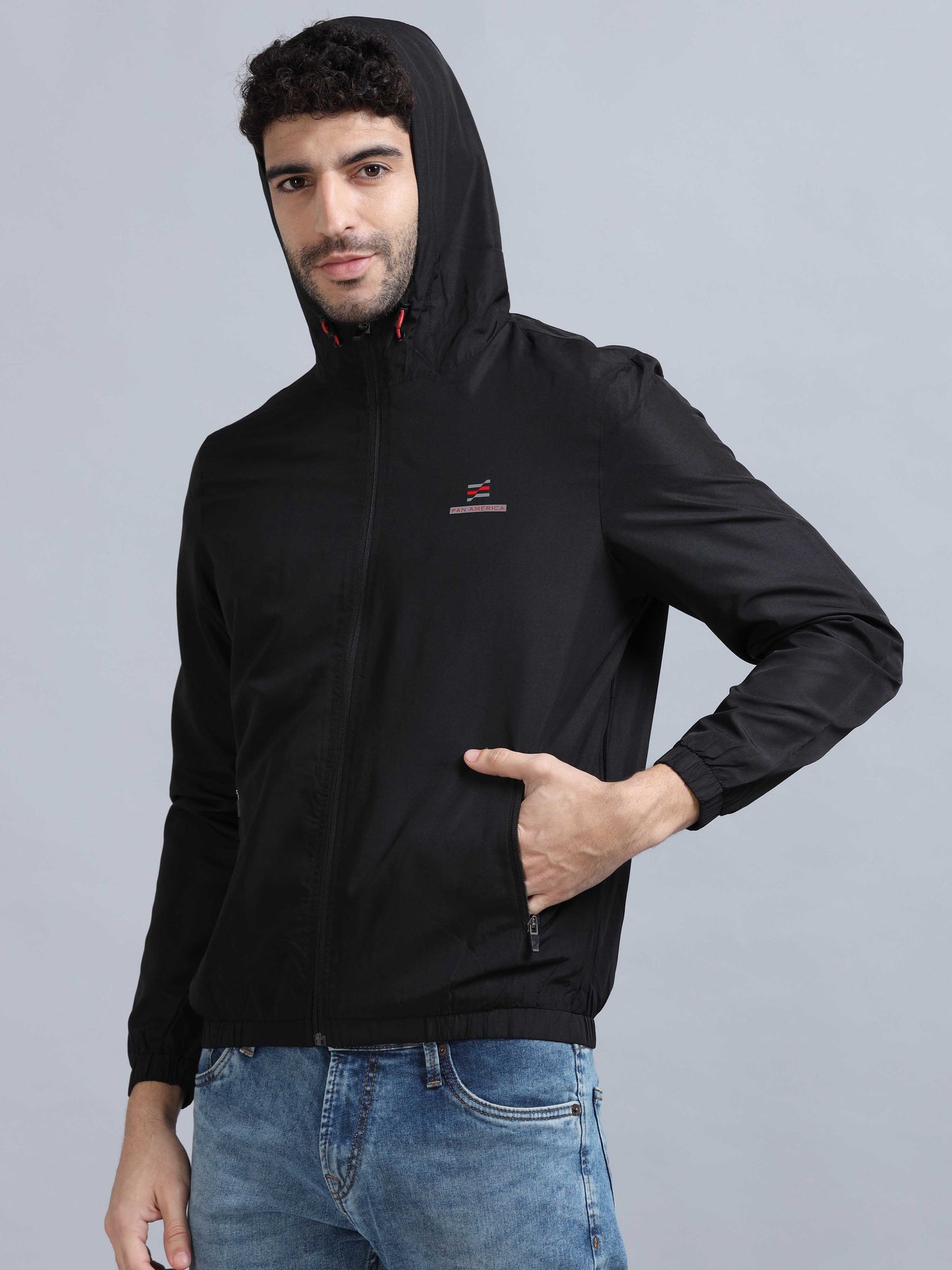 men's black zipper jacket