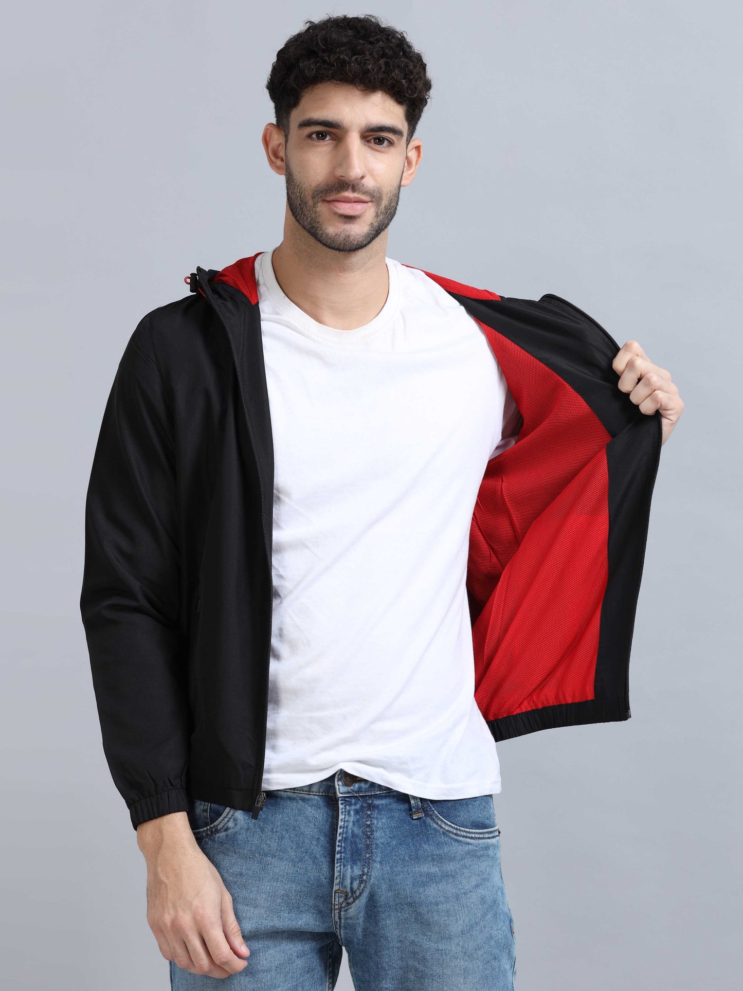 men's black zipper jacket