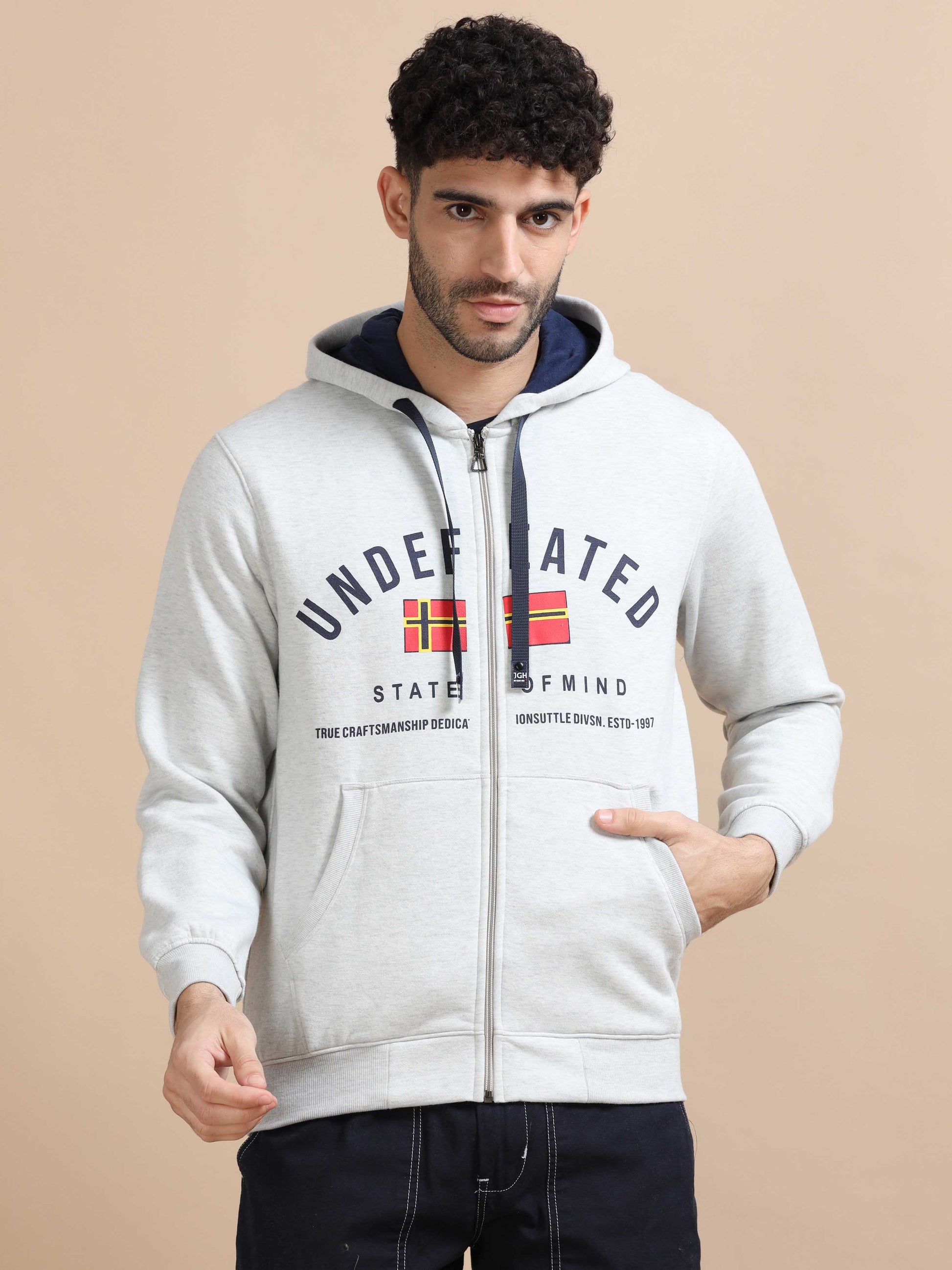 Grey Zipper Hoodie for Men