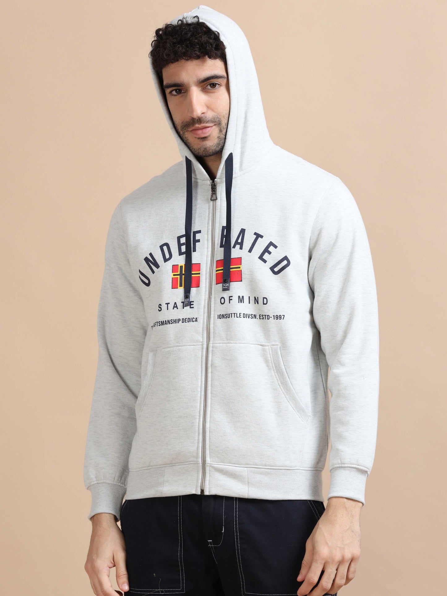 Grey Zipper Hoodie for Men