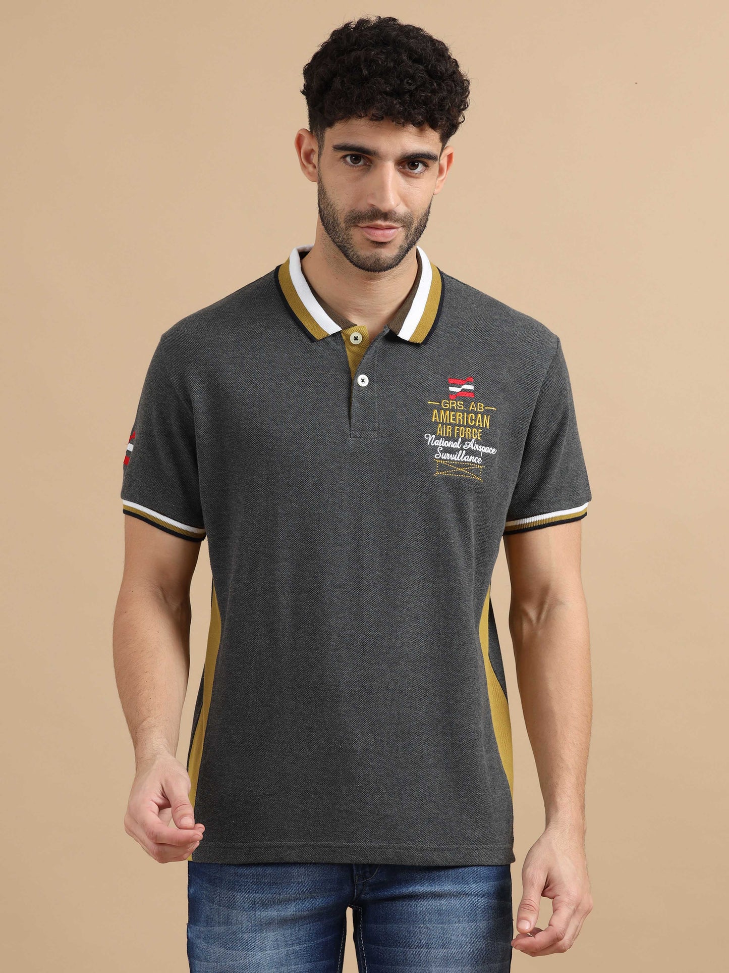 Men Grey Polo T shirt 