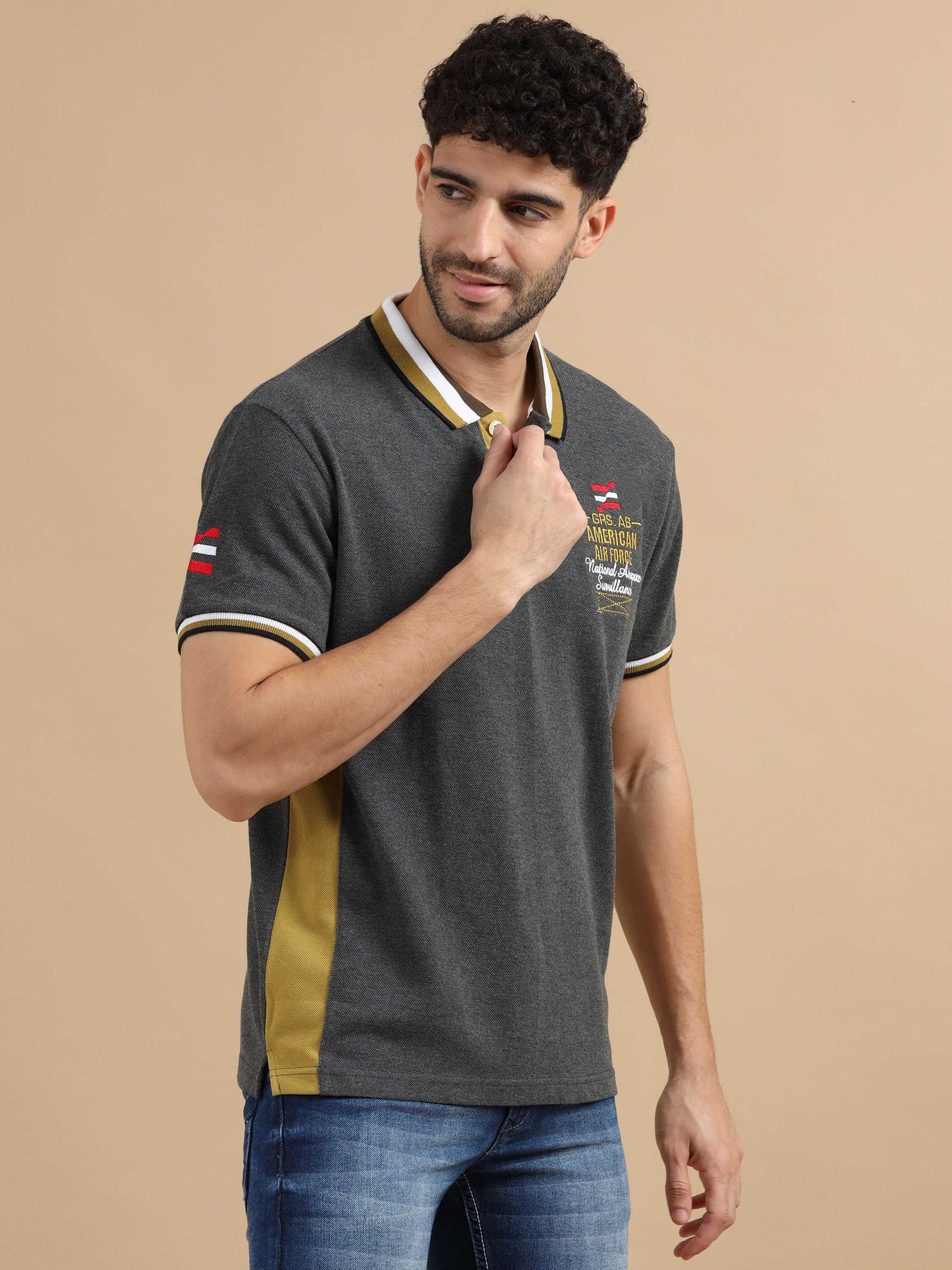 Men Grey Polo T shirt 