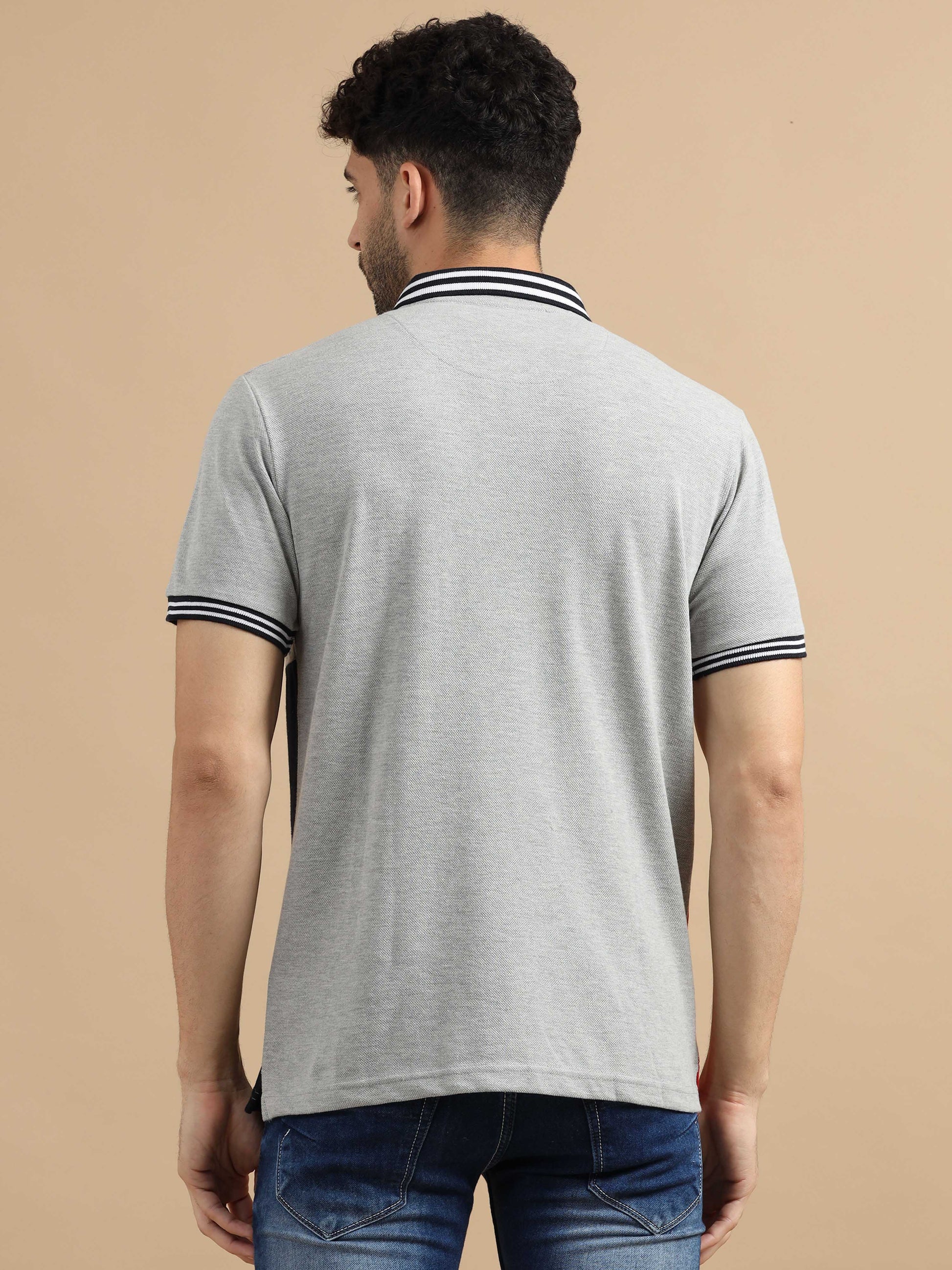 Men Light Grey polo t shirt 