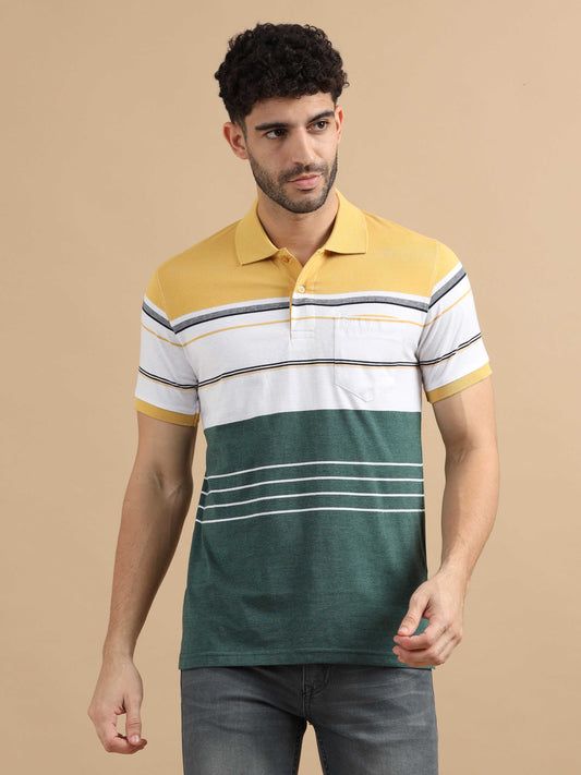 Green Stripe Polo T Shirt