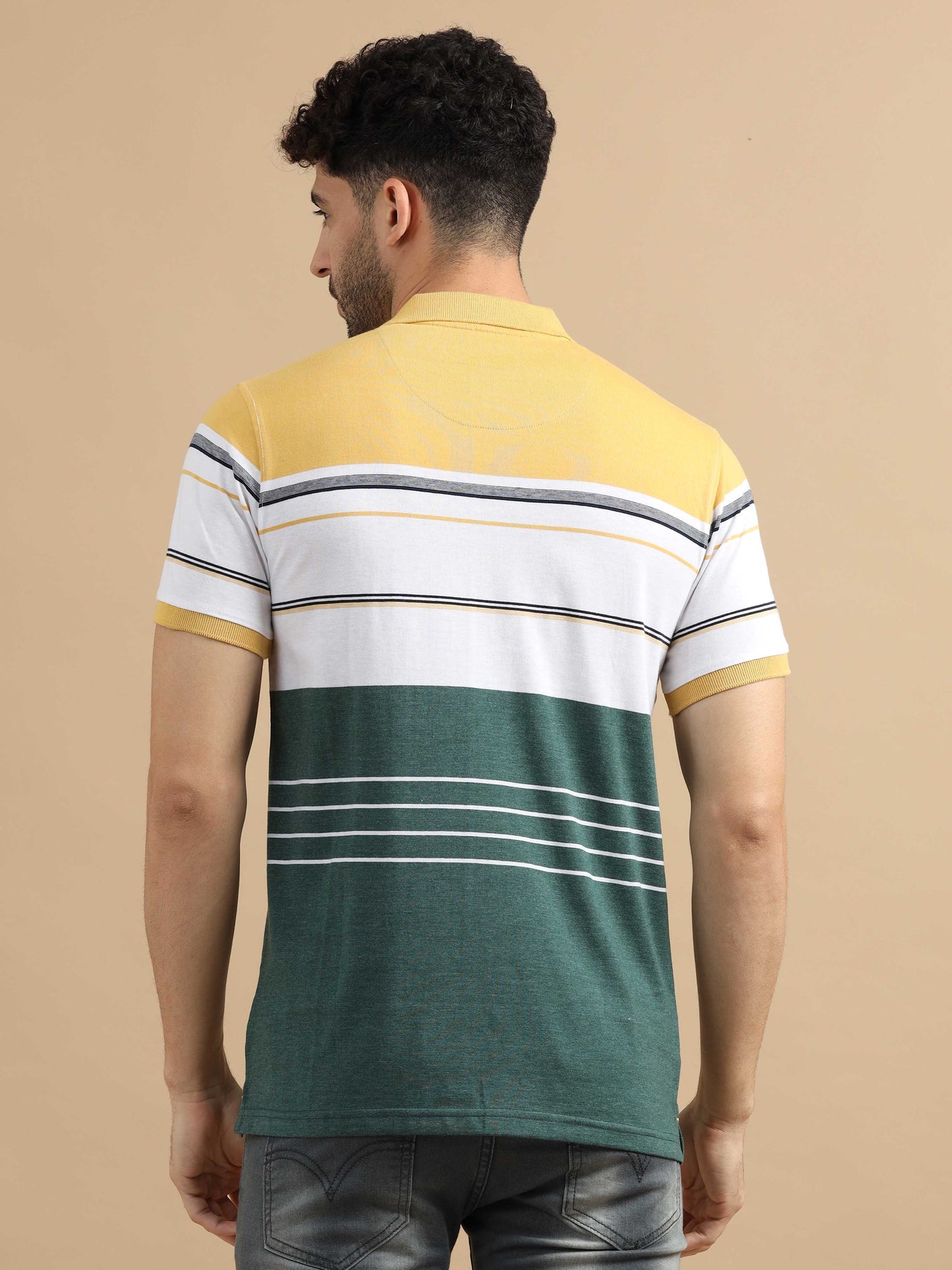 Green Stripe Polo T Shirt