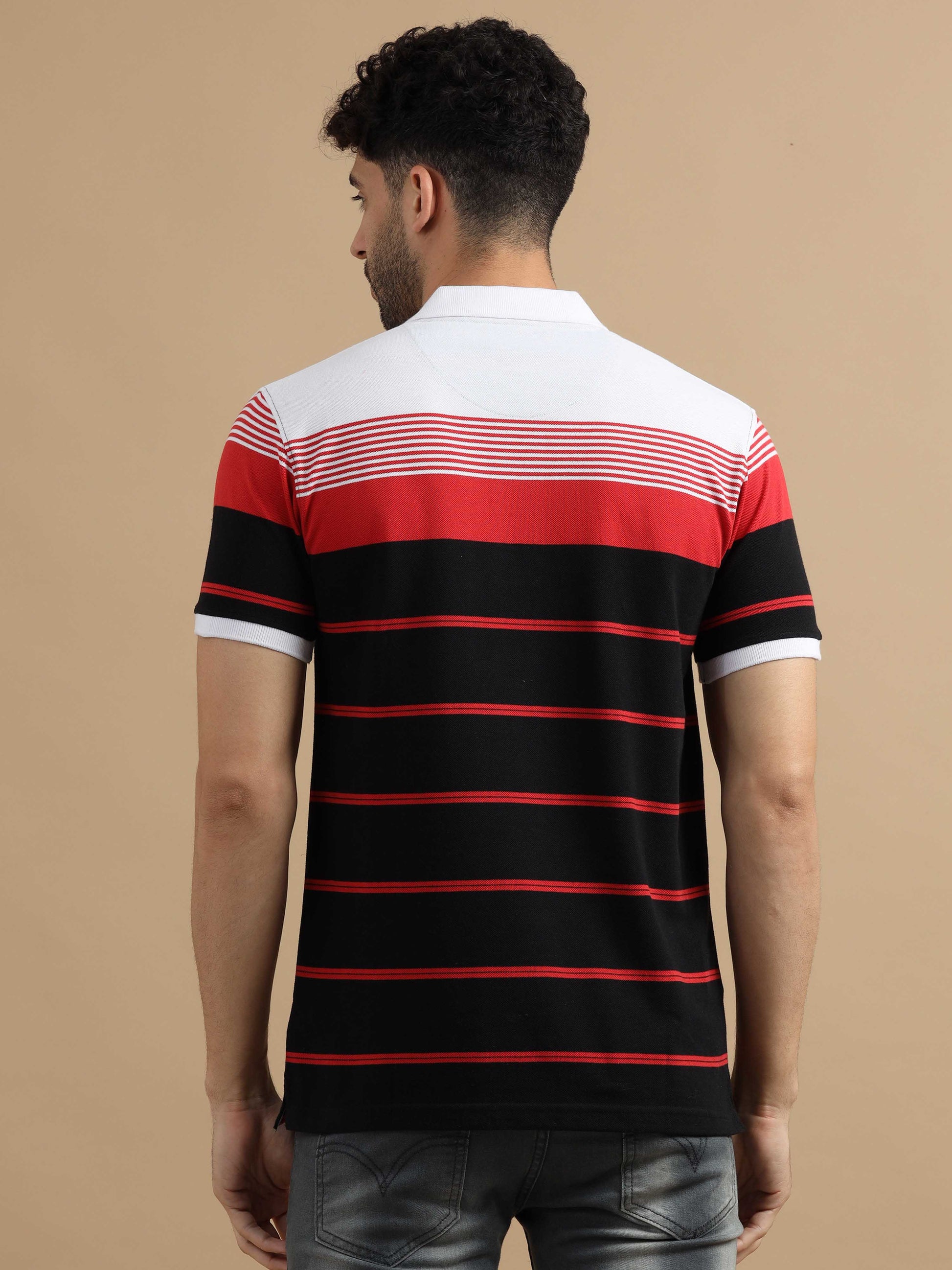  Black Striped Polo T Shirt 