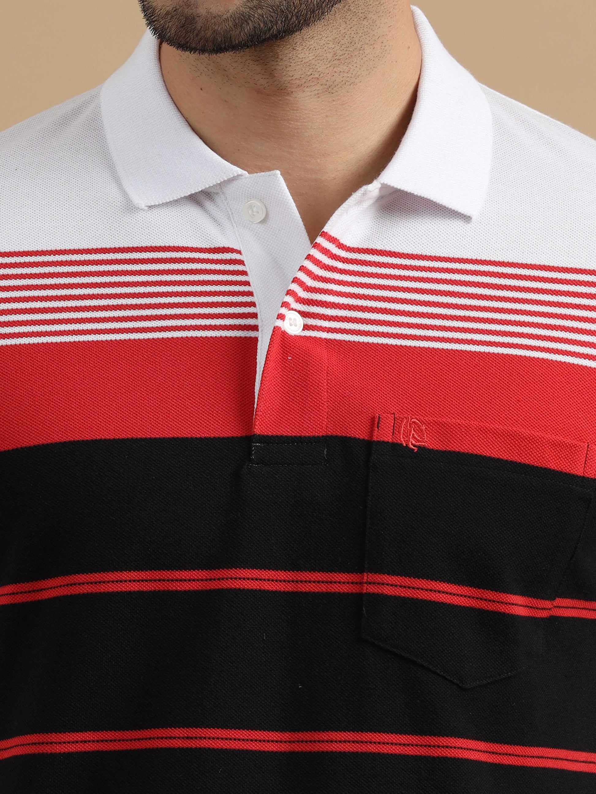  Black Striped Polo T Shirt 