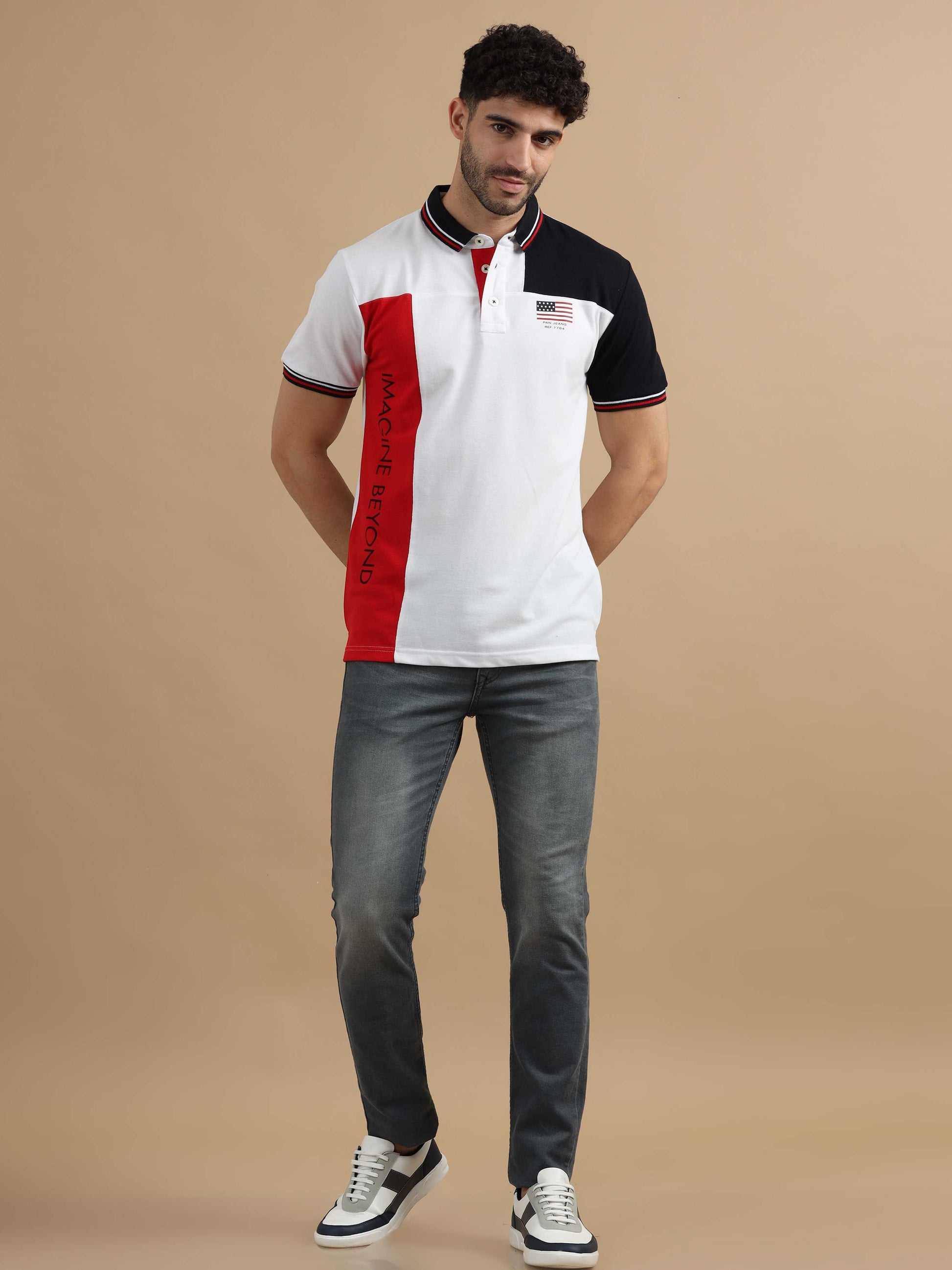 Red & White Collar Tshirt 