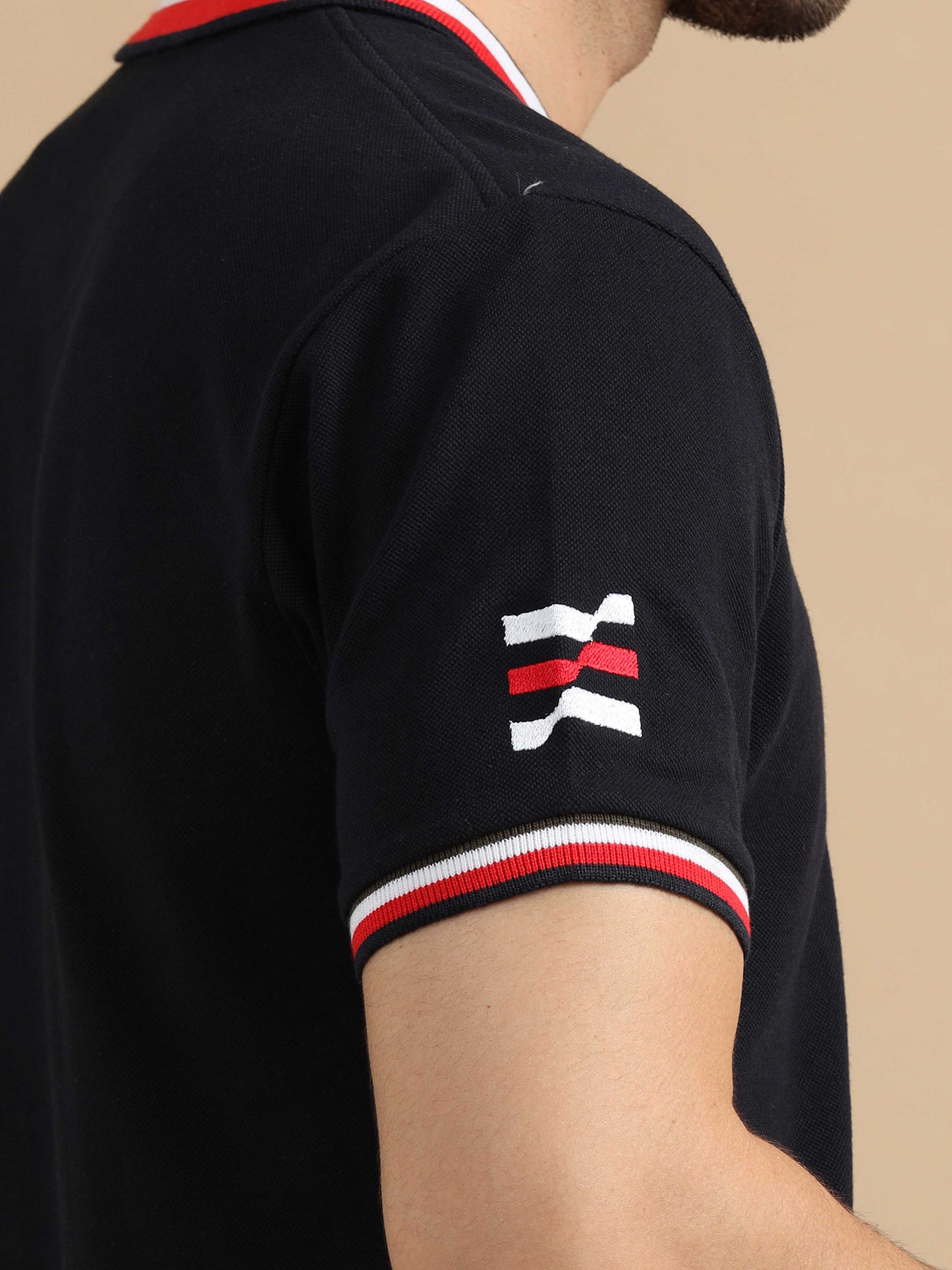  Red and Black Collar T-Shirt