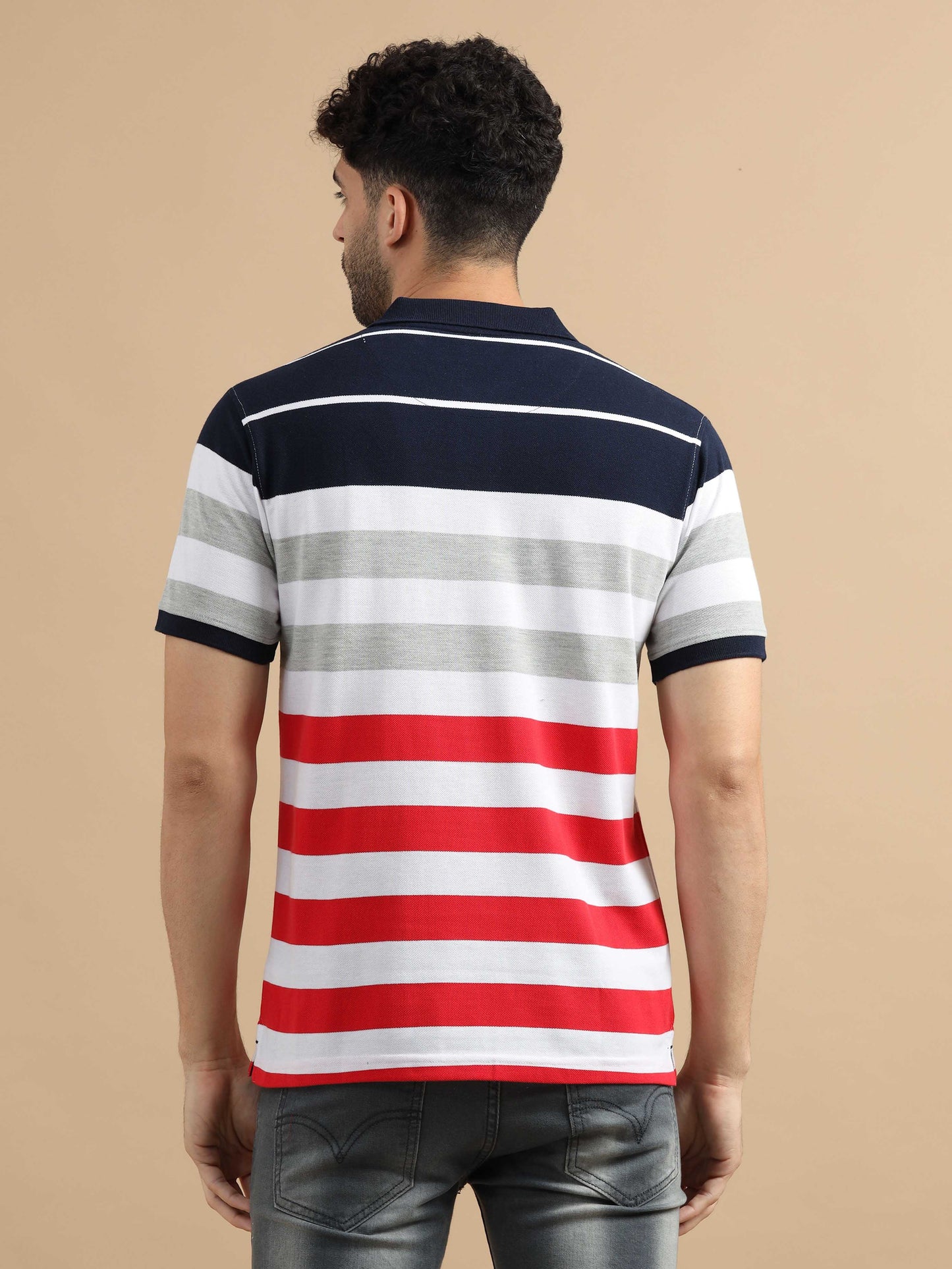 Multi Color Striped Polo T-Shirt