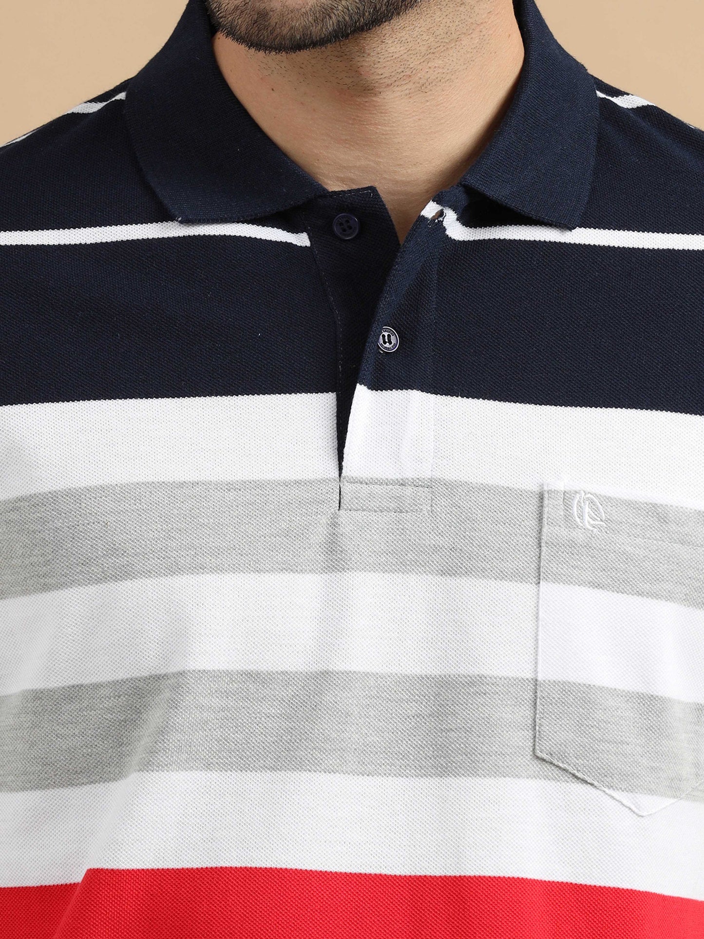 Multi Color Striped Polo T-Shirt