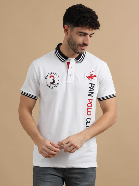 Mens White Polo T Shirt