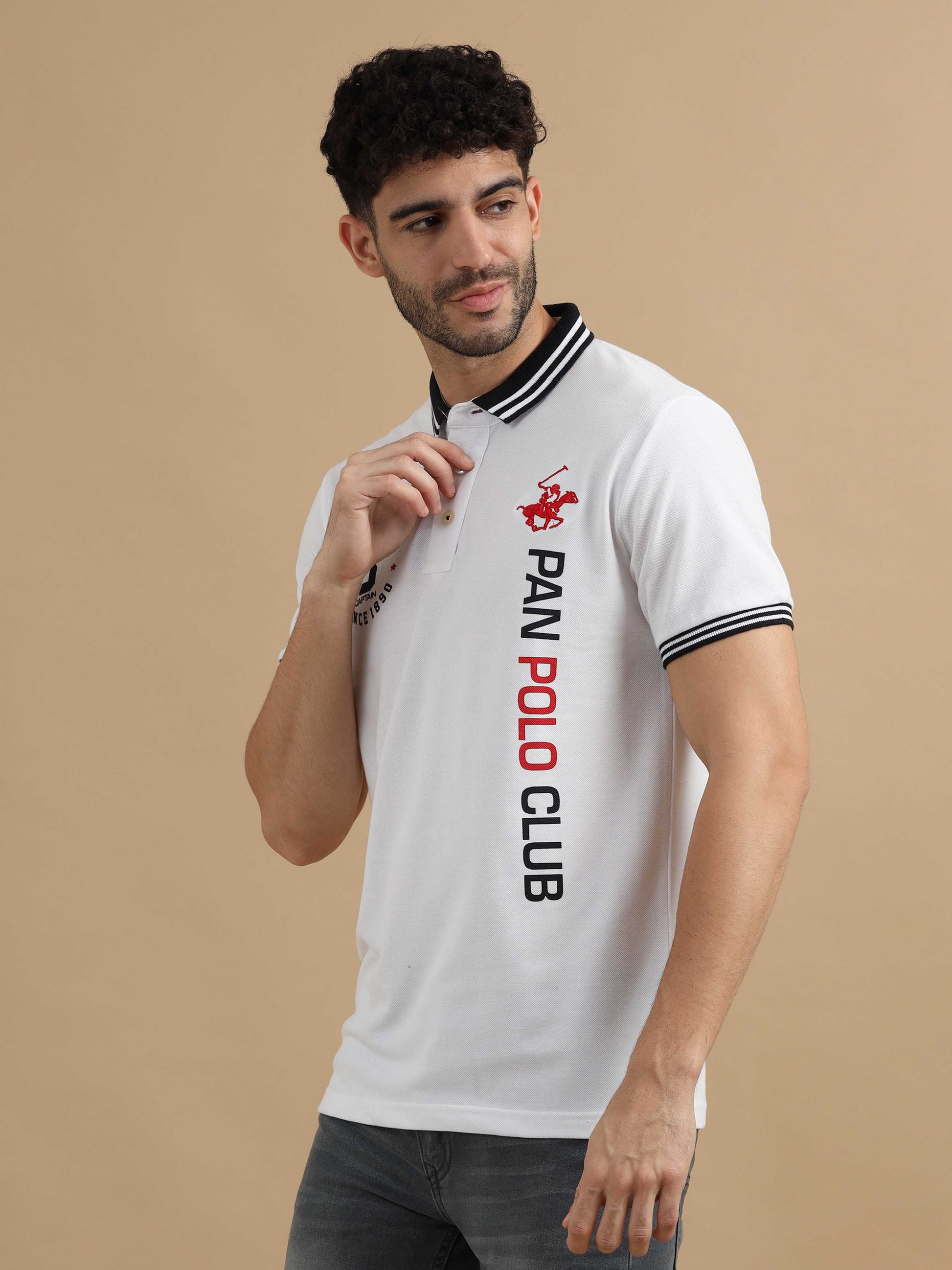 Mens White Polo T Shirt