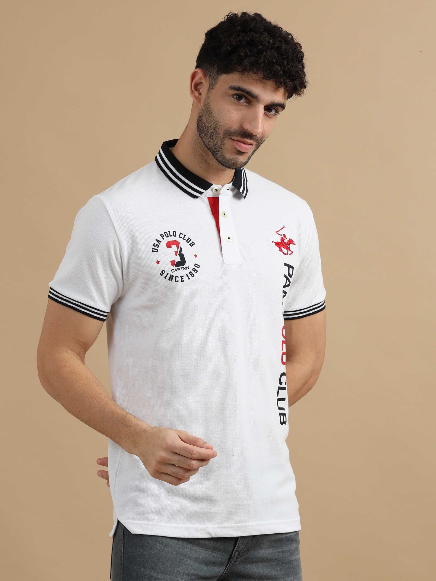 Mens White Polo T Shirt