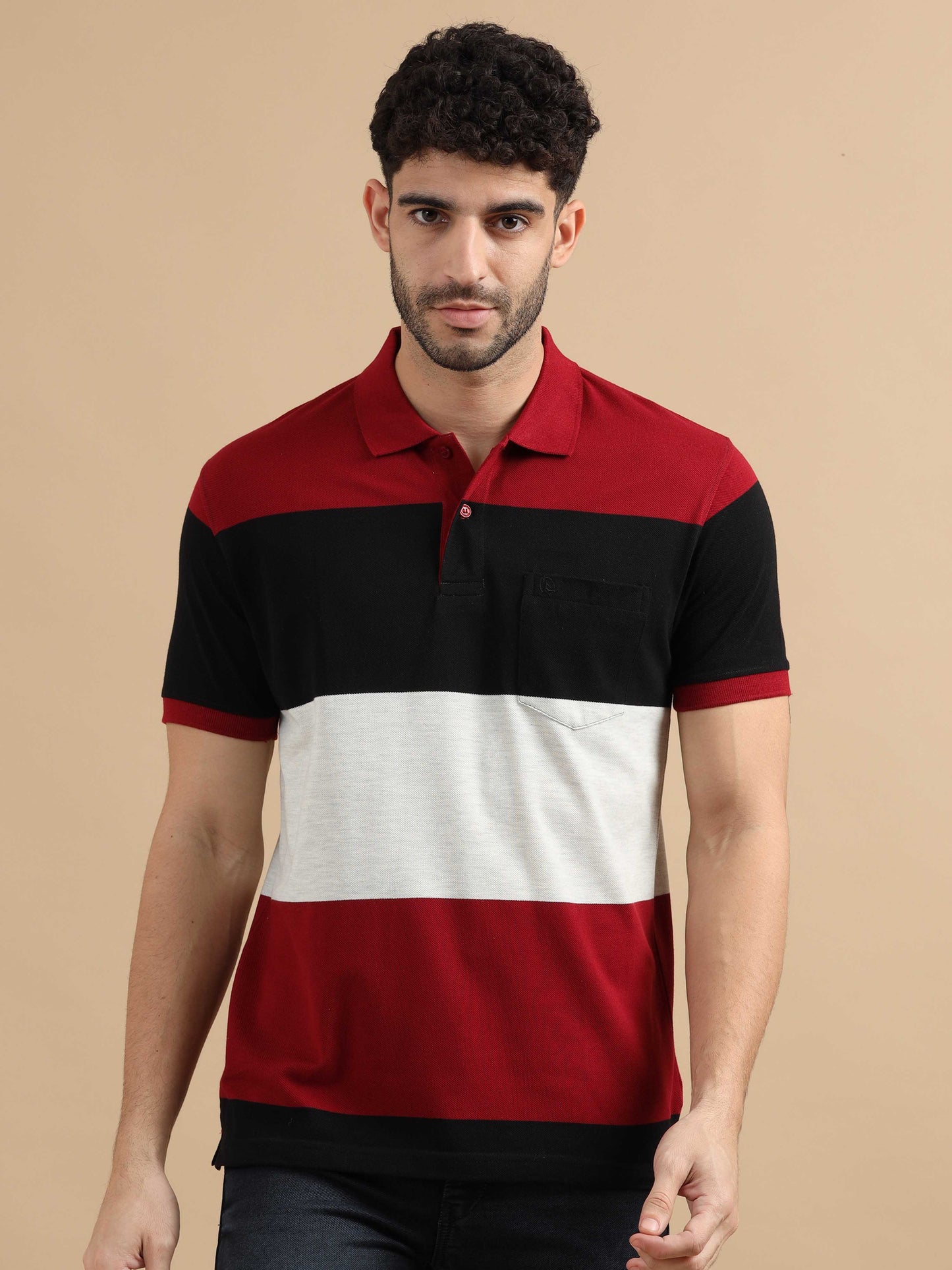 Red Striped Polo T shirt 