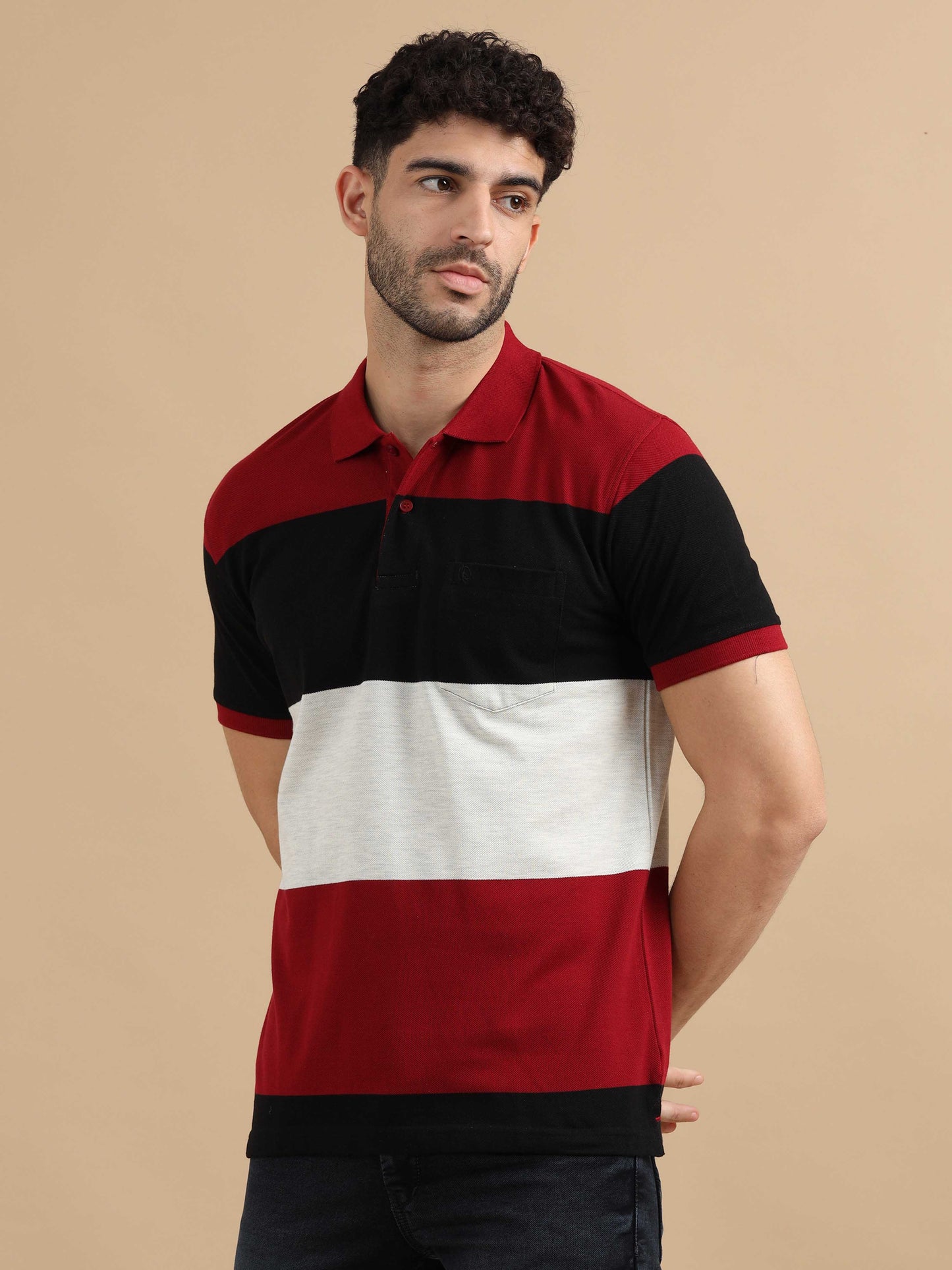 Red Striped Polo T shirt 