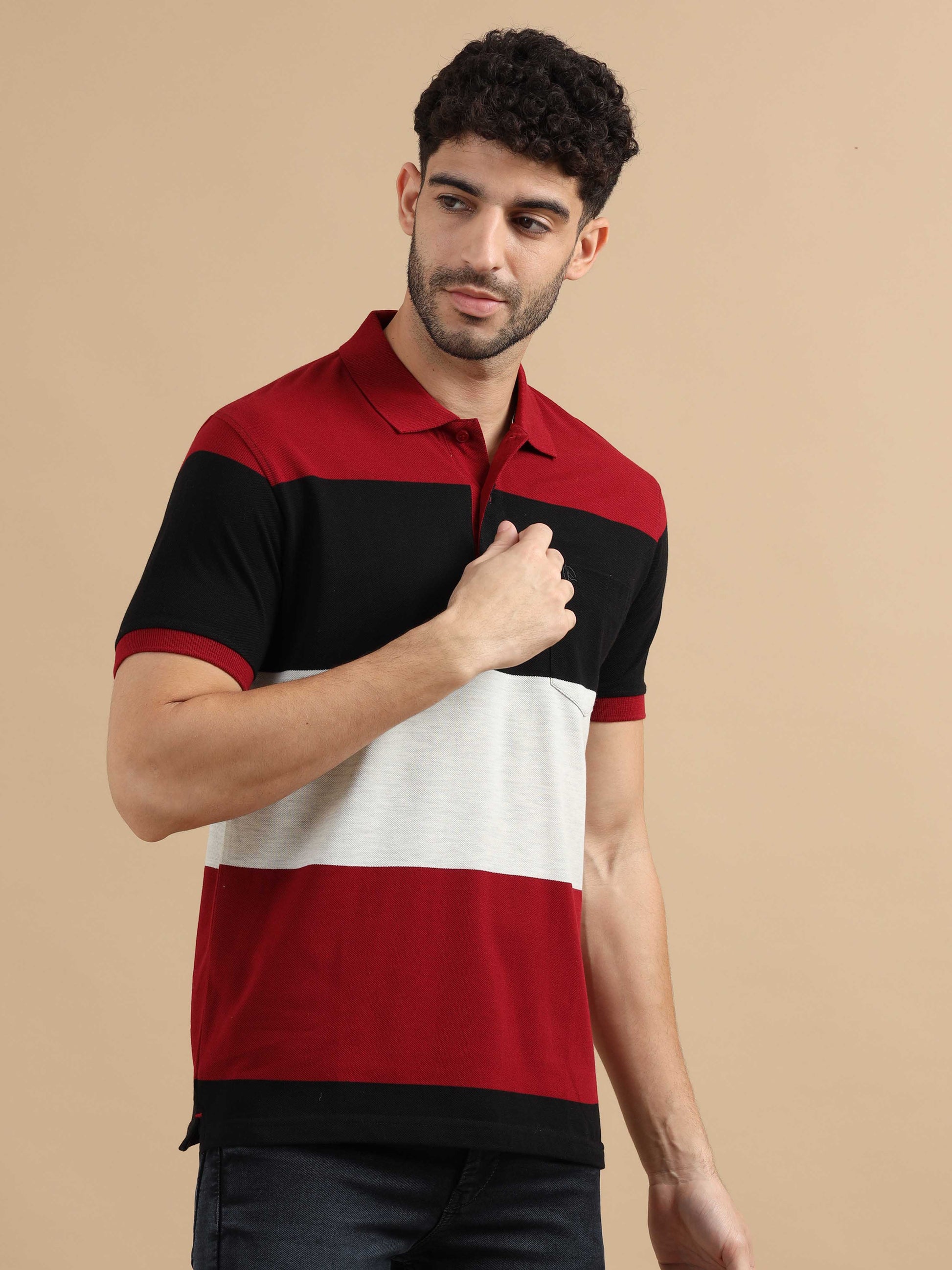 Red Striped Polo T shirt 