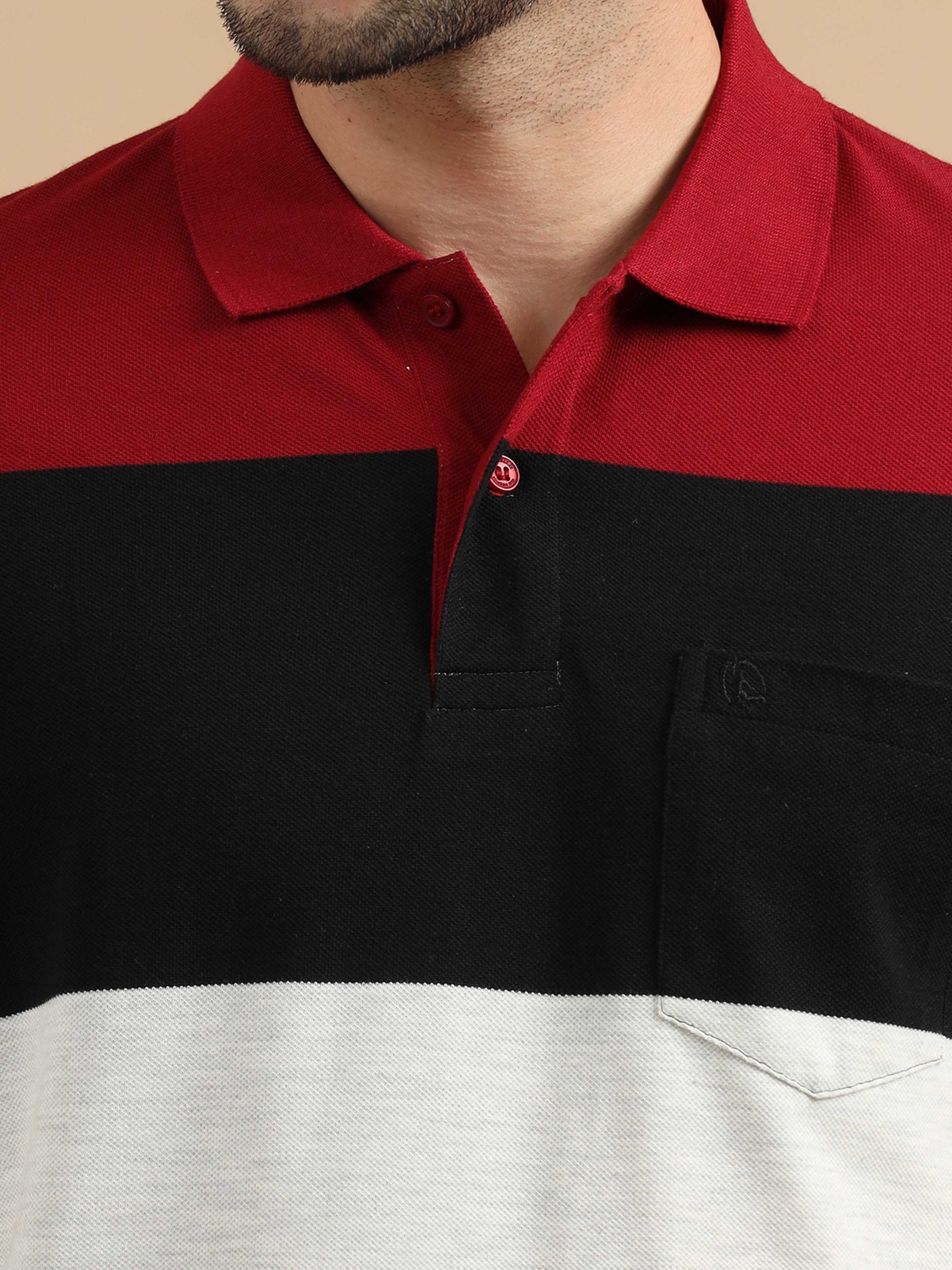 Red Striped Polo T shirt 