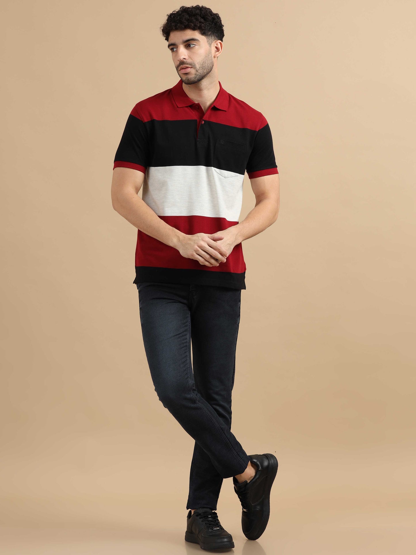 Red Striped Polo T shirt 