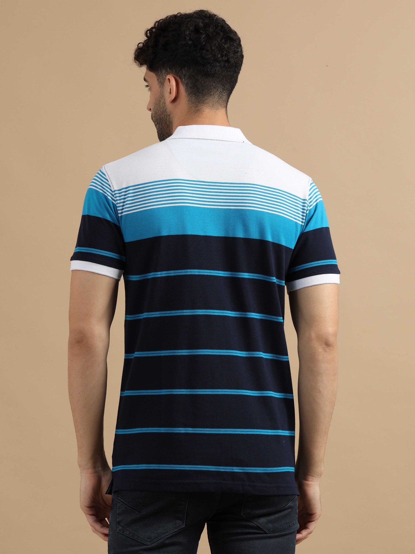 Men Blue & white striped t-shirt 